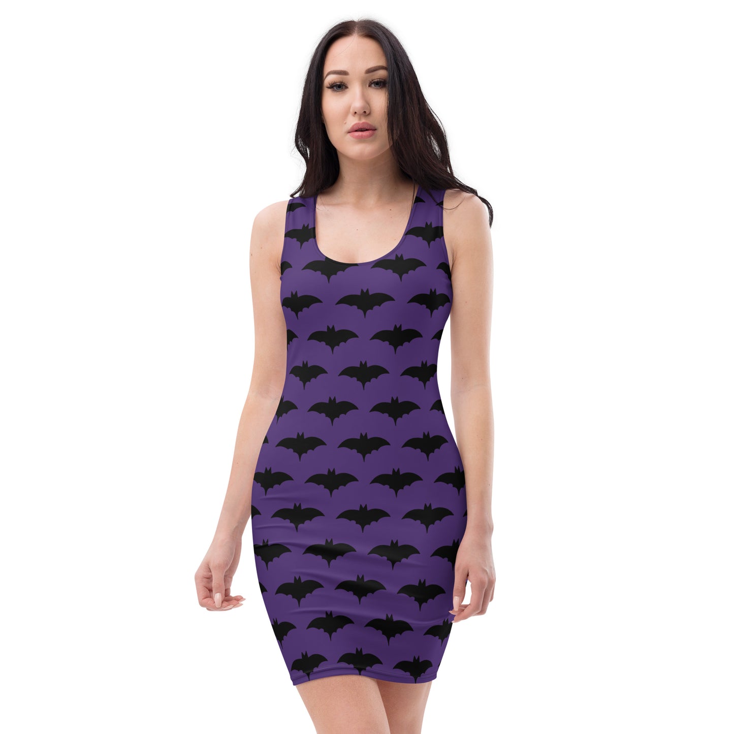 PURPLE BAT FITTED DRESS