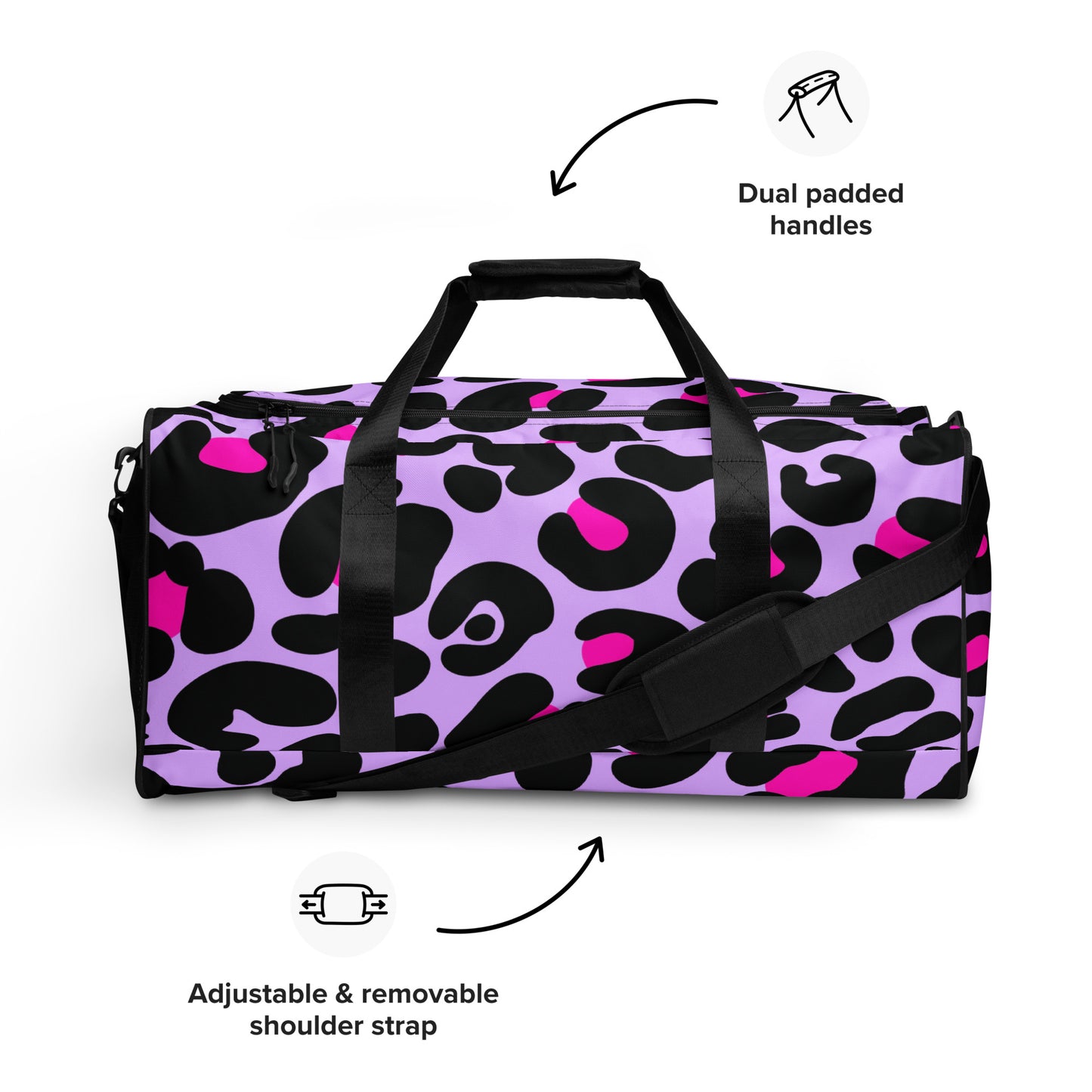 PINK & PURPLE LEAOPARD LARGE DUFFEL BAG