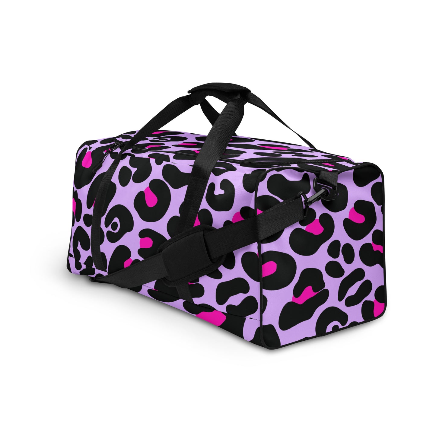 PINK & PURPLE LEAOPARD LARGE DUFFEL BAG