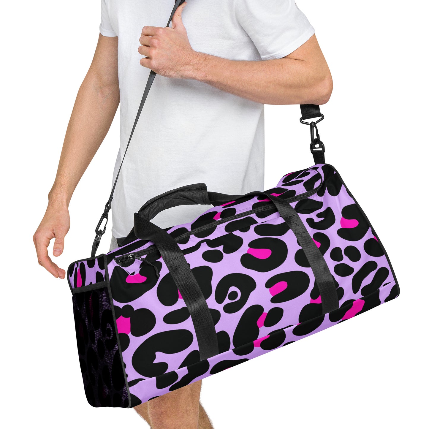 PINK & PURPLE LEAOPARD LARGE DUFFEL BAG