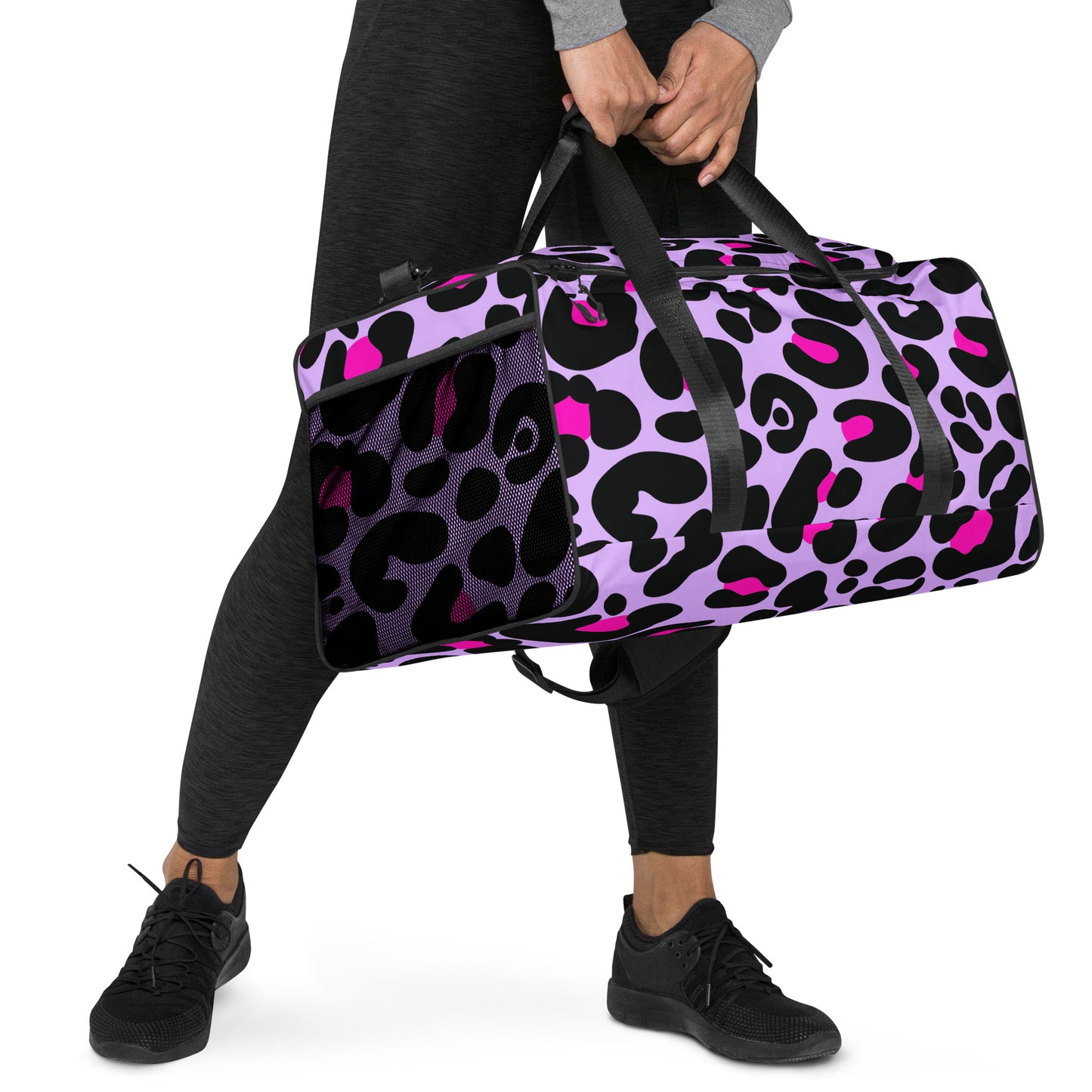 PINK & PURPLE LEAOPARD LARGE DUFFEL BAG