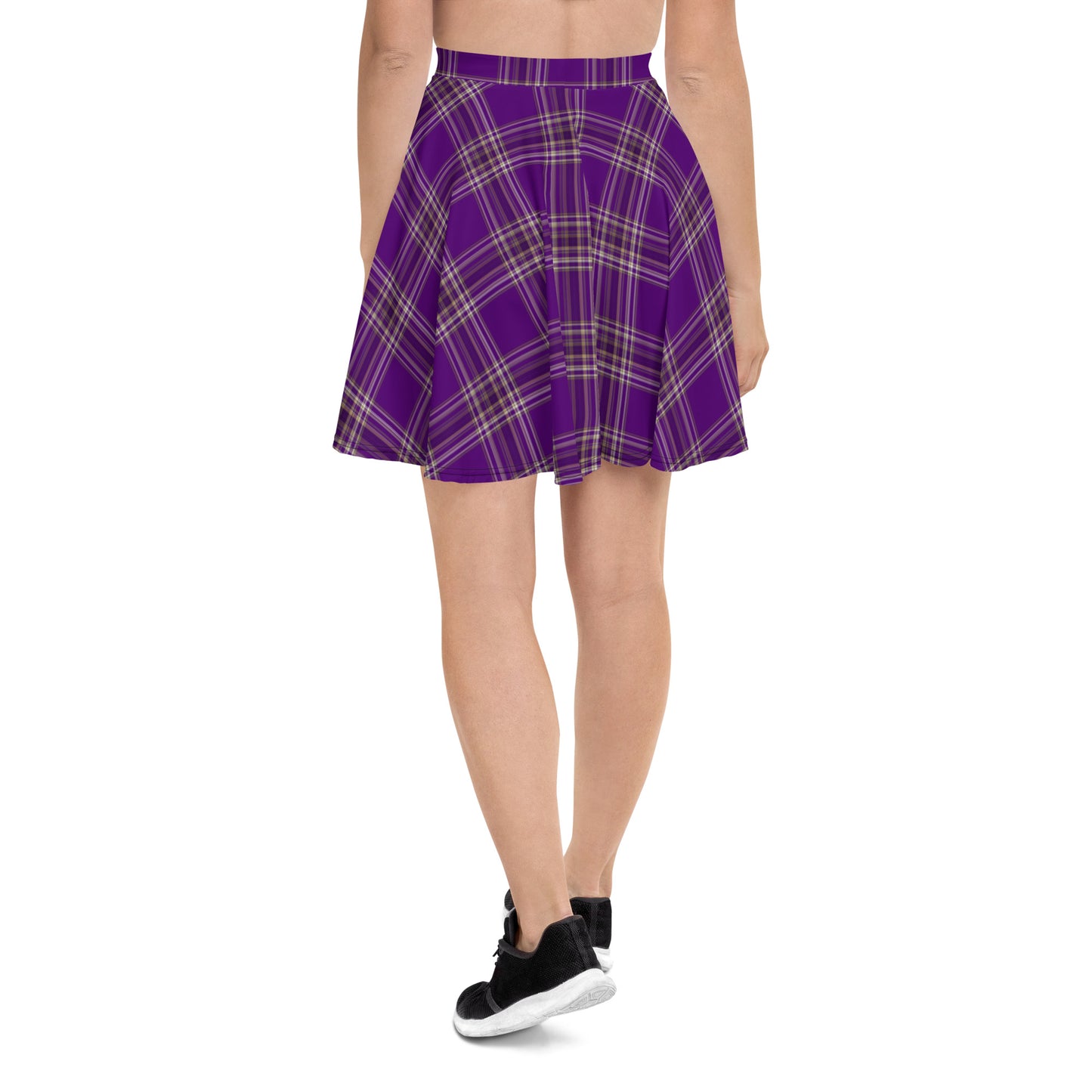 PURPLE PLAID FLARED MINI-SKIRT