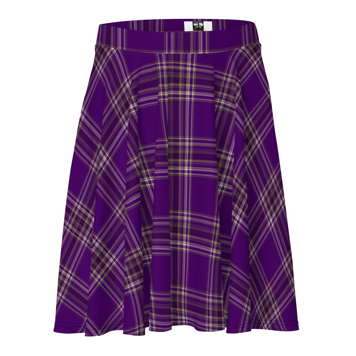 PURPLE PLAID FLARED MINI-SKIRT