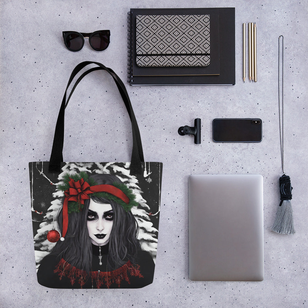 GOTH GIRL BOW TOTE BAG