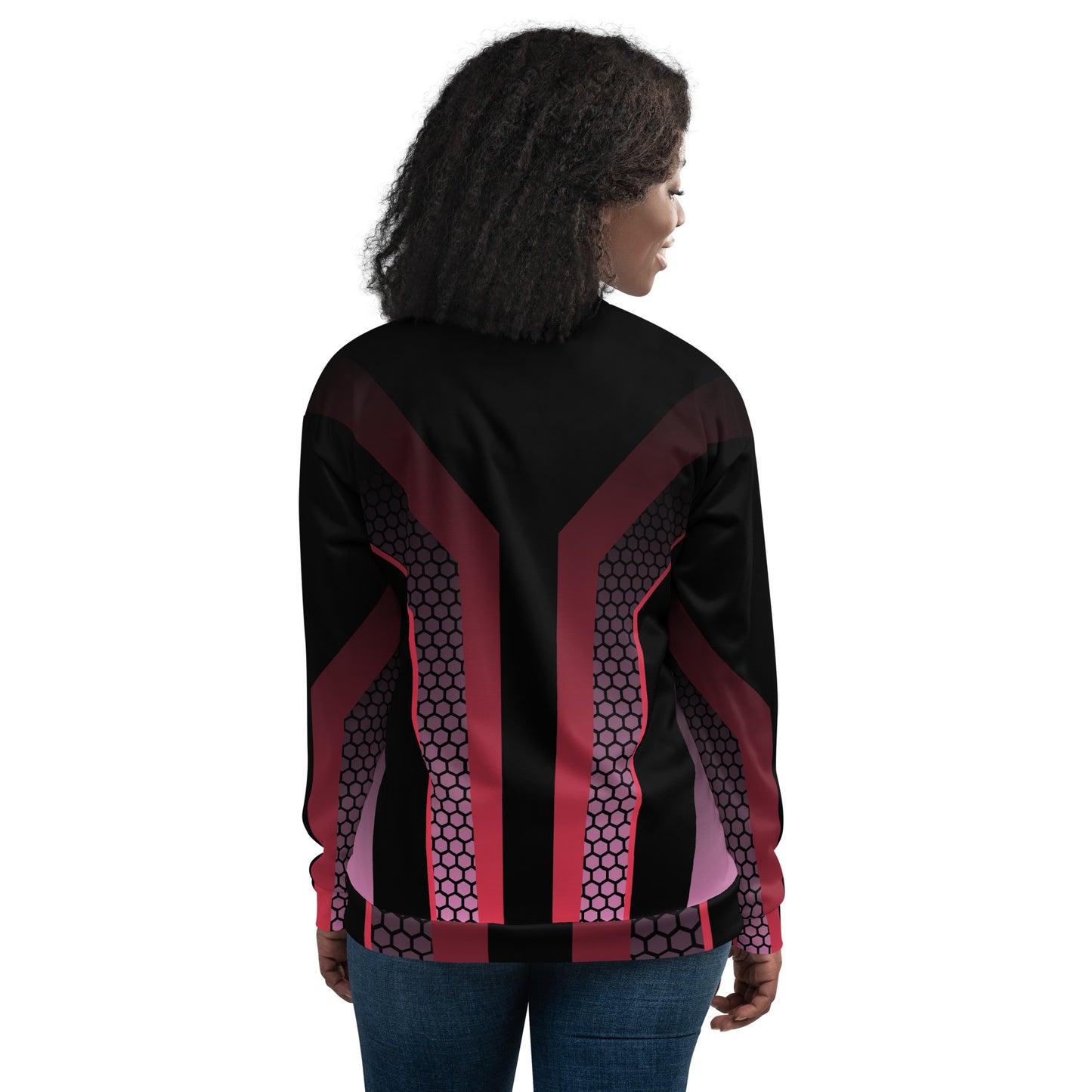 BLACK & PINK RACER UNISEX BOMBER JACKET