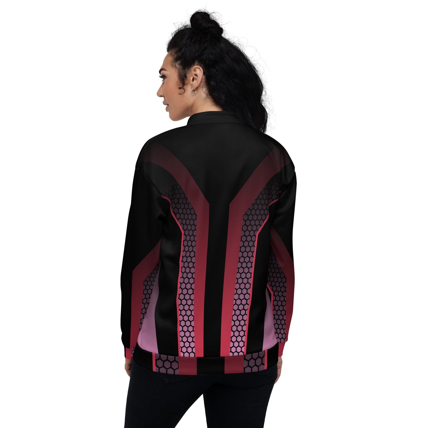 BLACK & PINK RACER UNISEX BOMBER JACKET