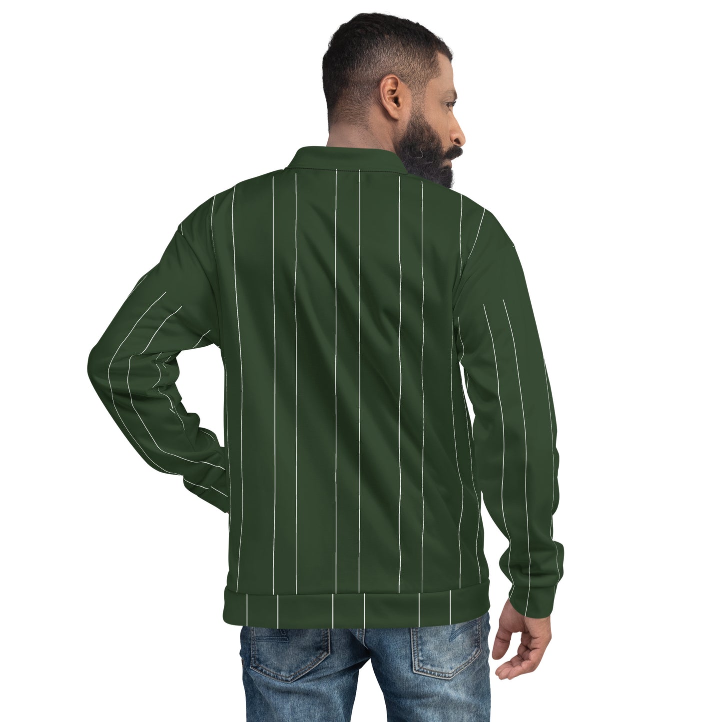 GREEN STRIPE UNISEX BOMBER JACKET