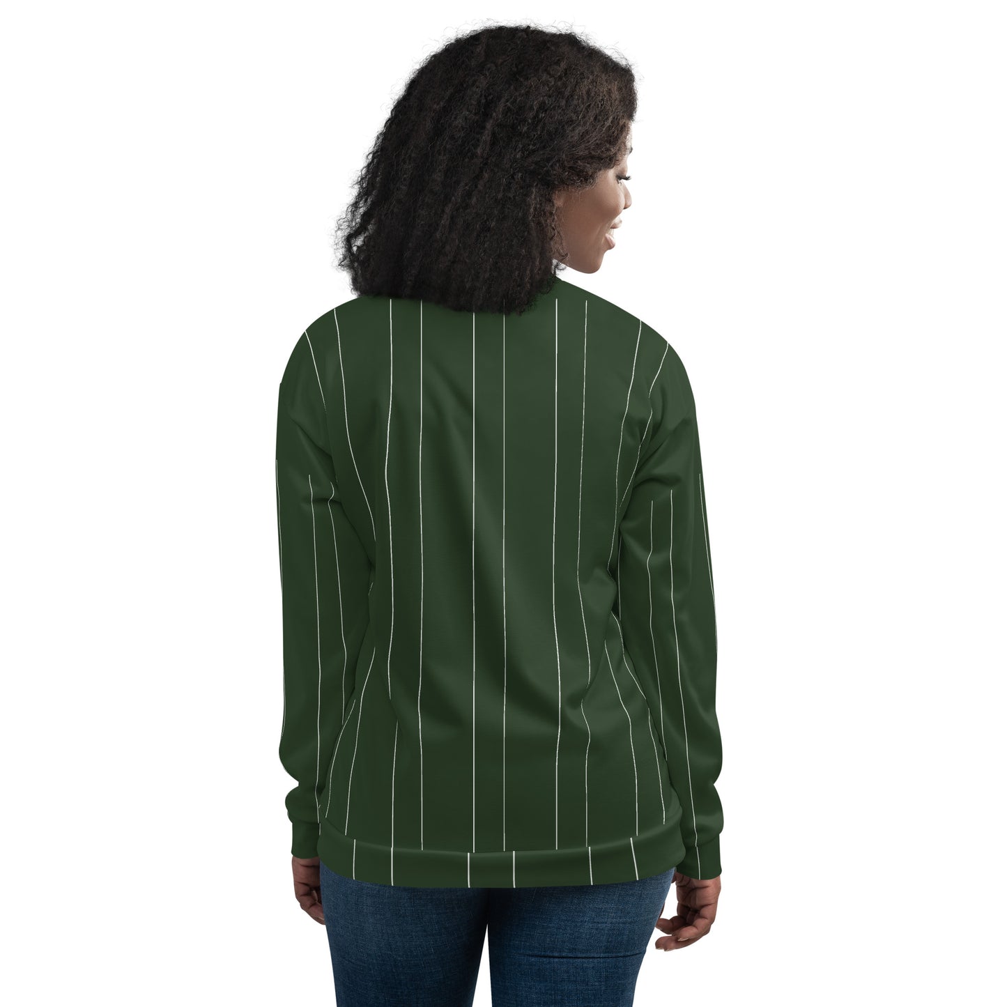 GREEN STRIPE UNISEX BOMBER JACKET