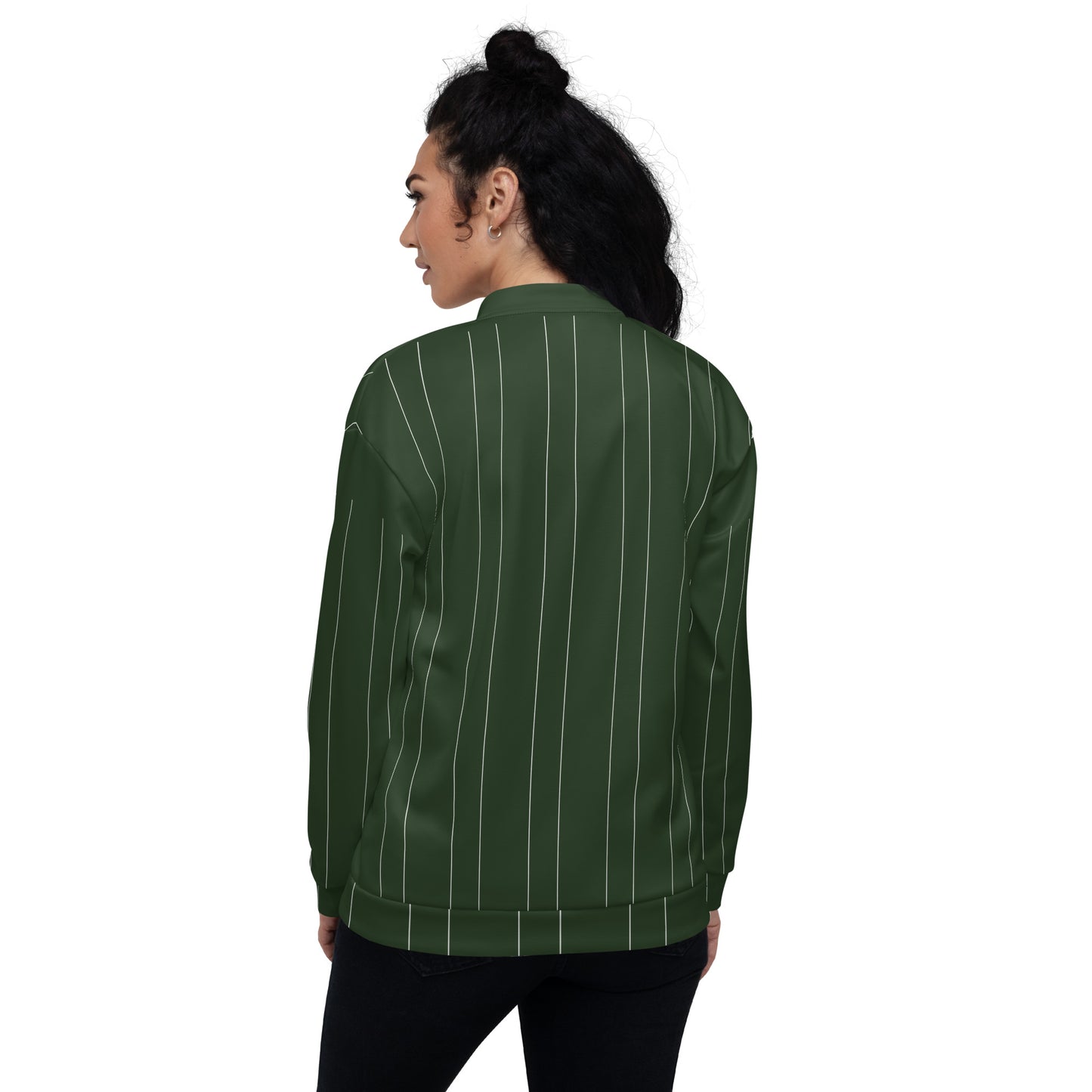 GREEN STRIPE UNISEX BOMBER JACKET