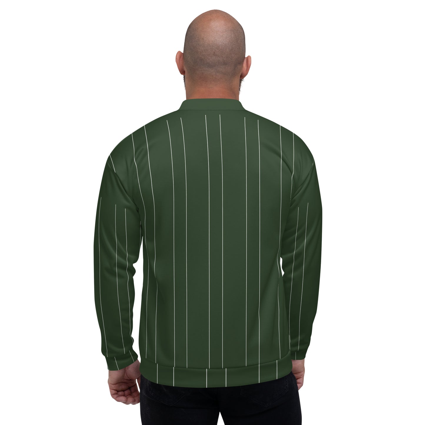 GREEN STRIPE UNISEX BOMBER JACKET