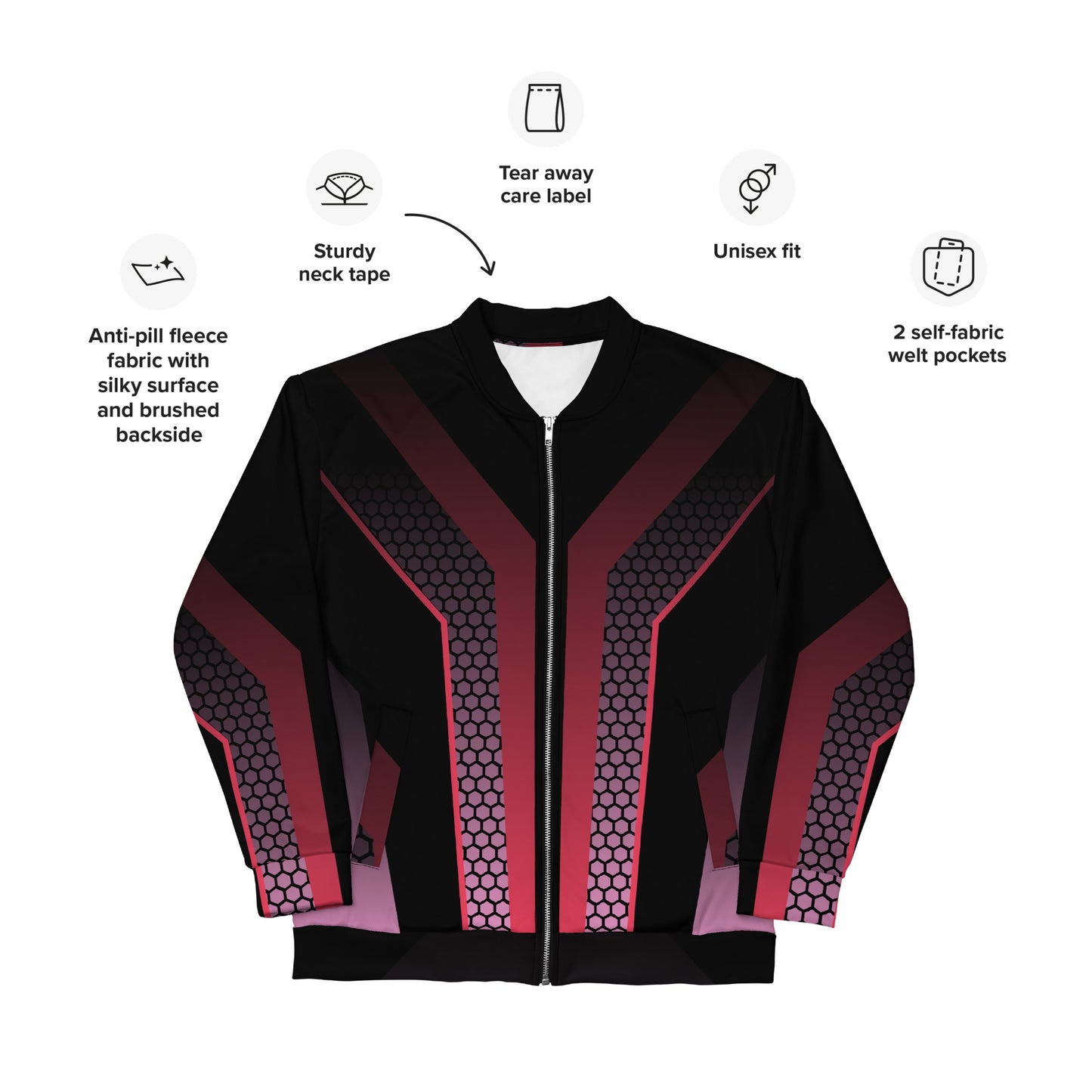 BLACK & PINK RACER UNISEX BOMBER JACKET