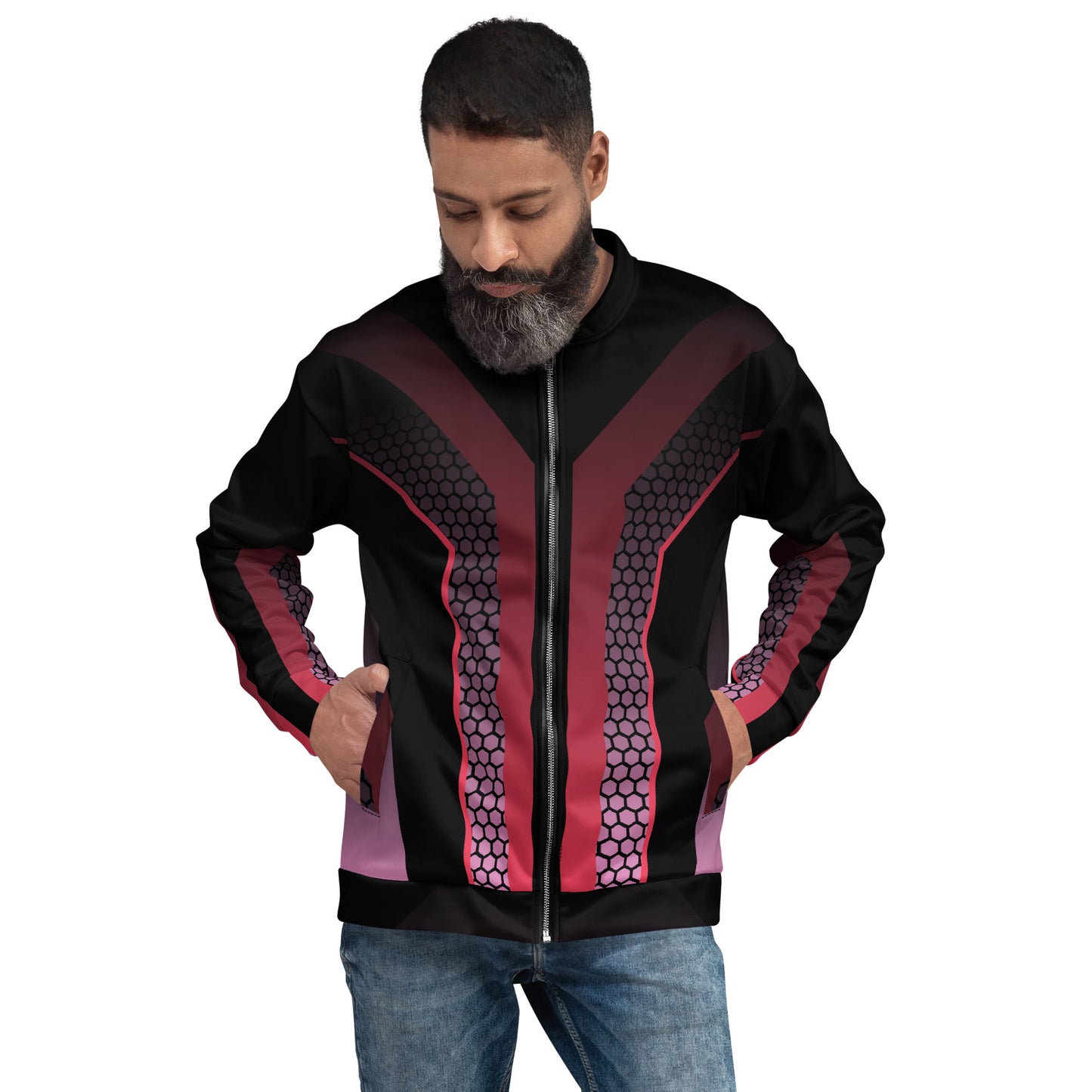 BLACK & PINK RACER UNISEX BOMBER JACKET