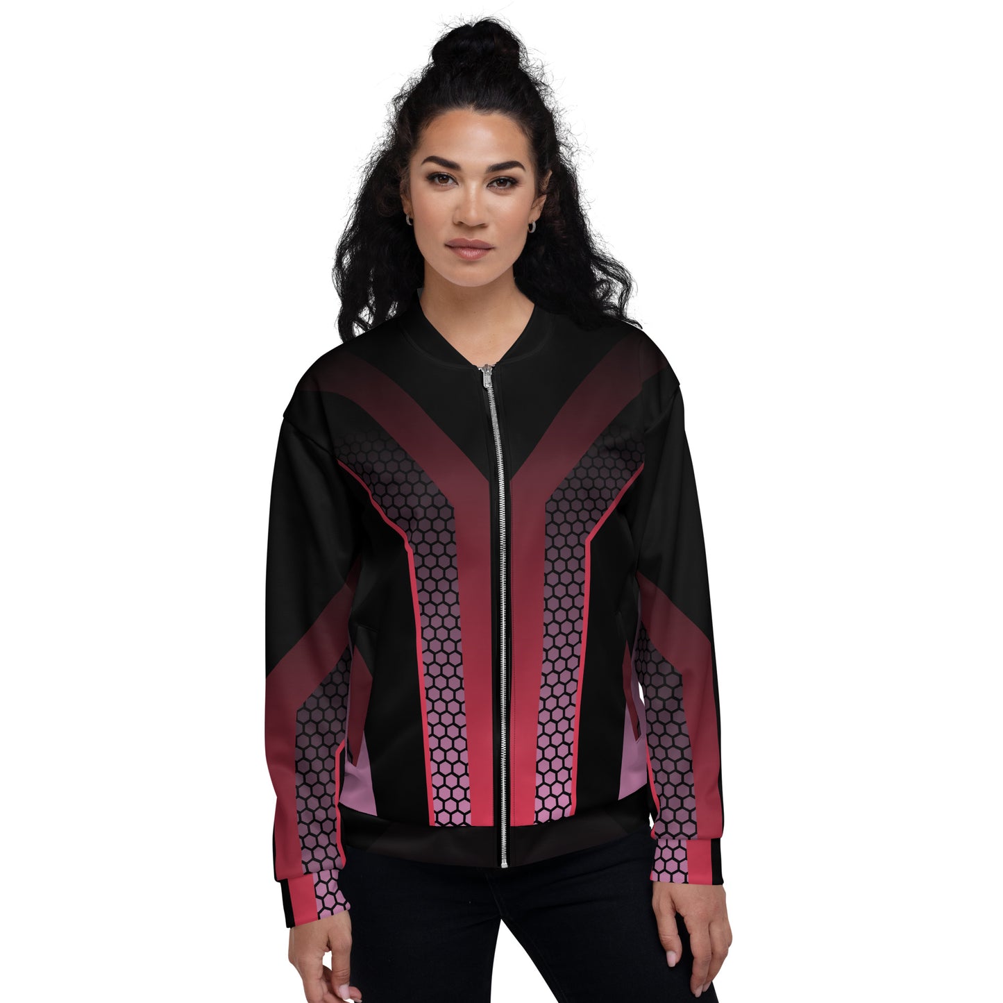 BLACK & PINK RACER UNISEX BOMBER JACKET