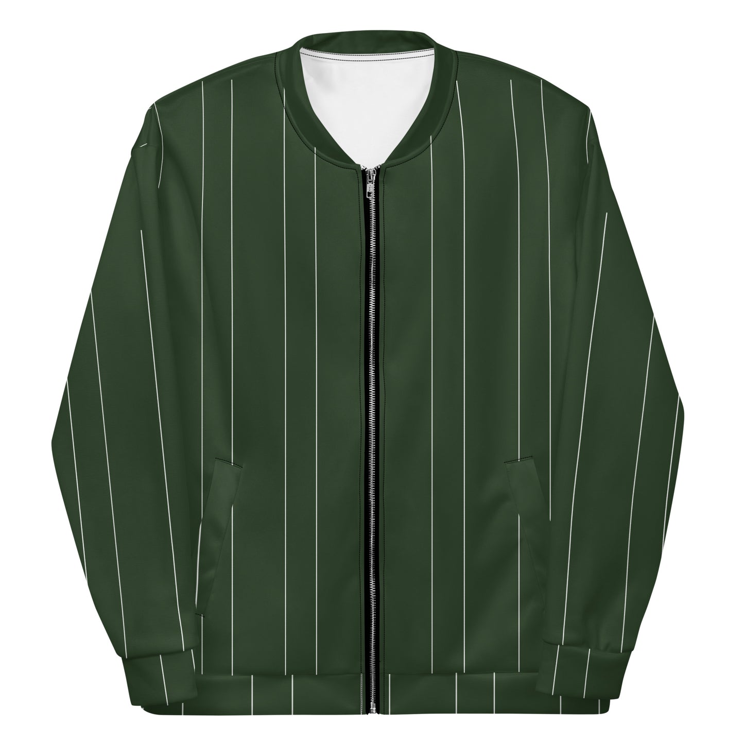 GREEN STRIPE UNISEX BOMBER JACKET