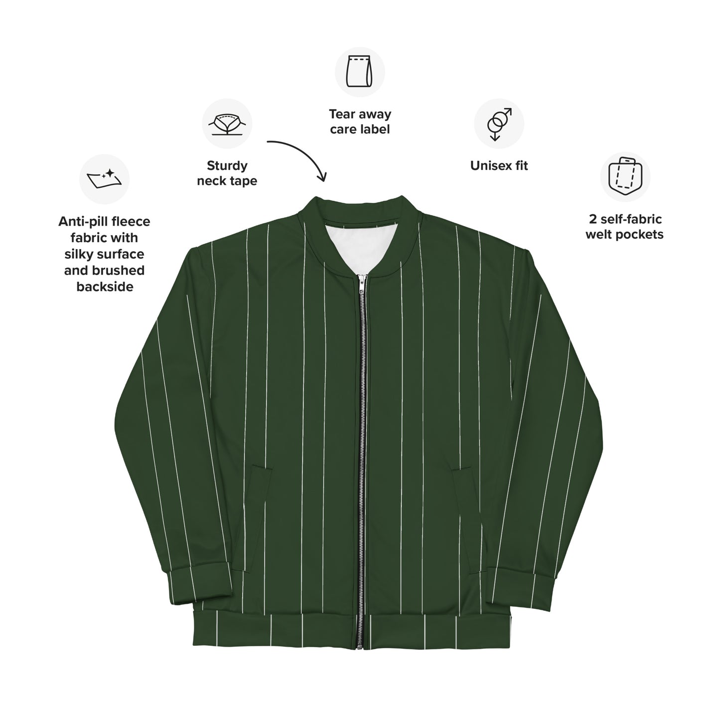 GREEN STRIPE UNISEX BOMBER JACKET