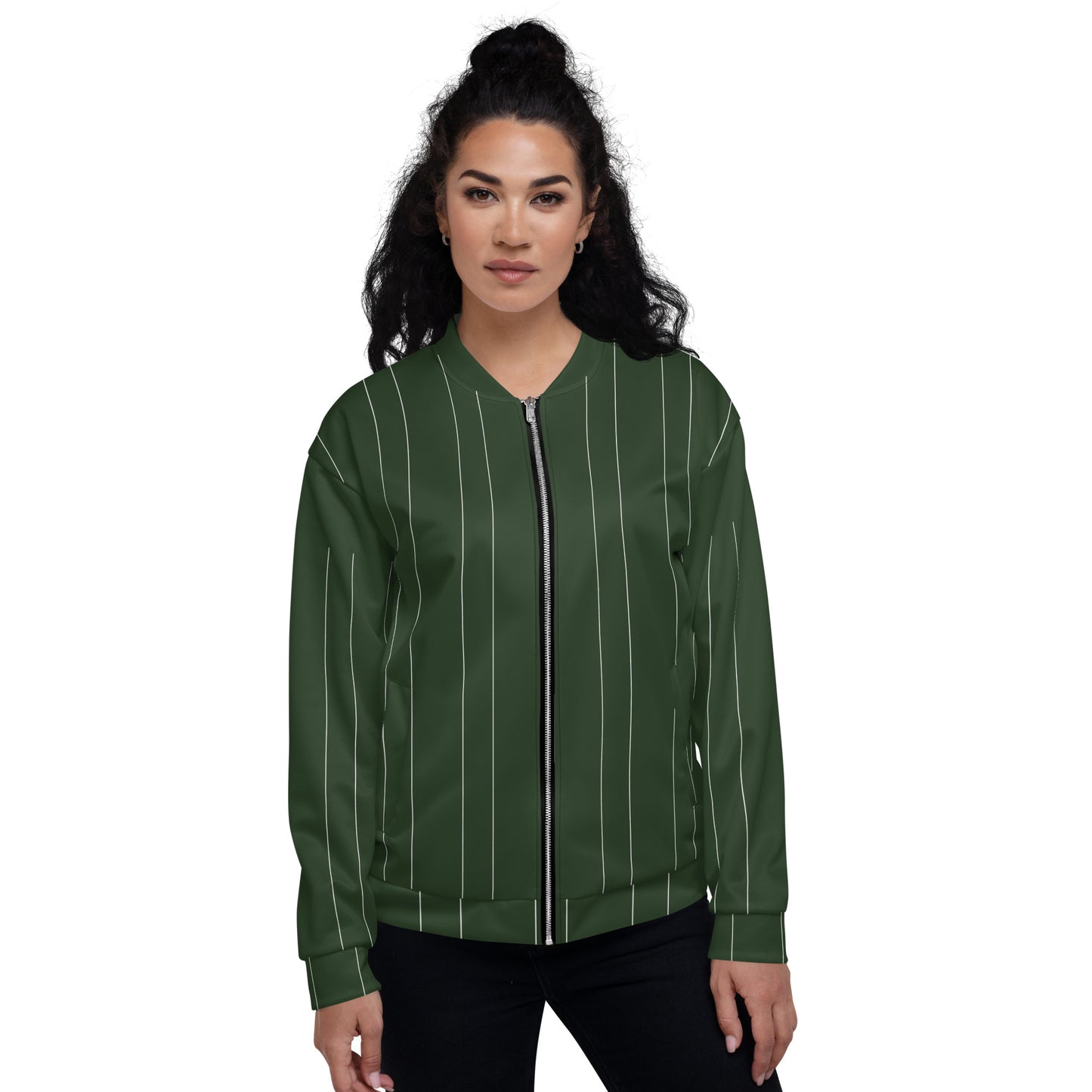 GREEN STRIPE UNISEX BOMBER JACKET