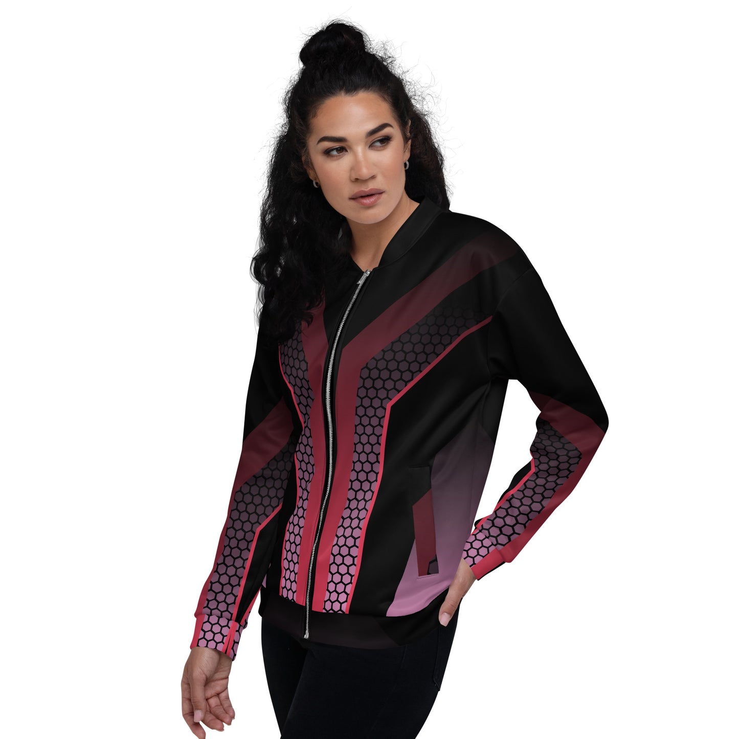 BLACK & PINK RACER UNISEX BOMBER JACKET