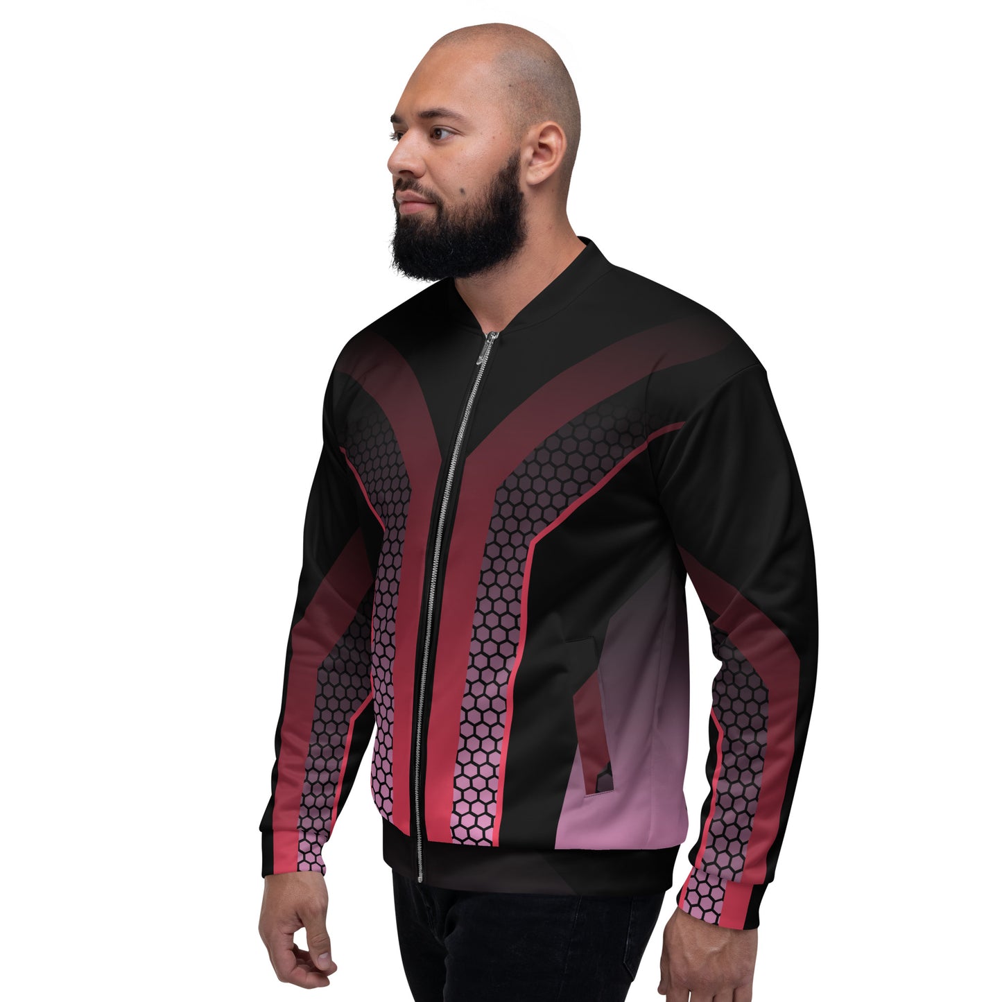 BLACK & PINK RACER UNISEX BOMBER JACKET