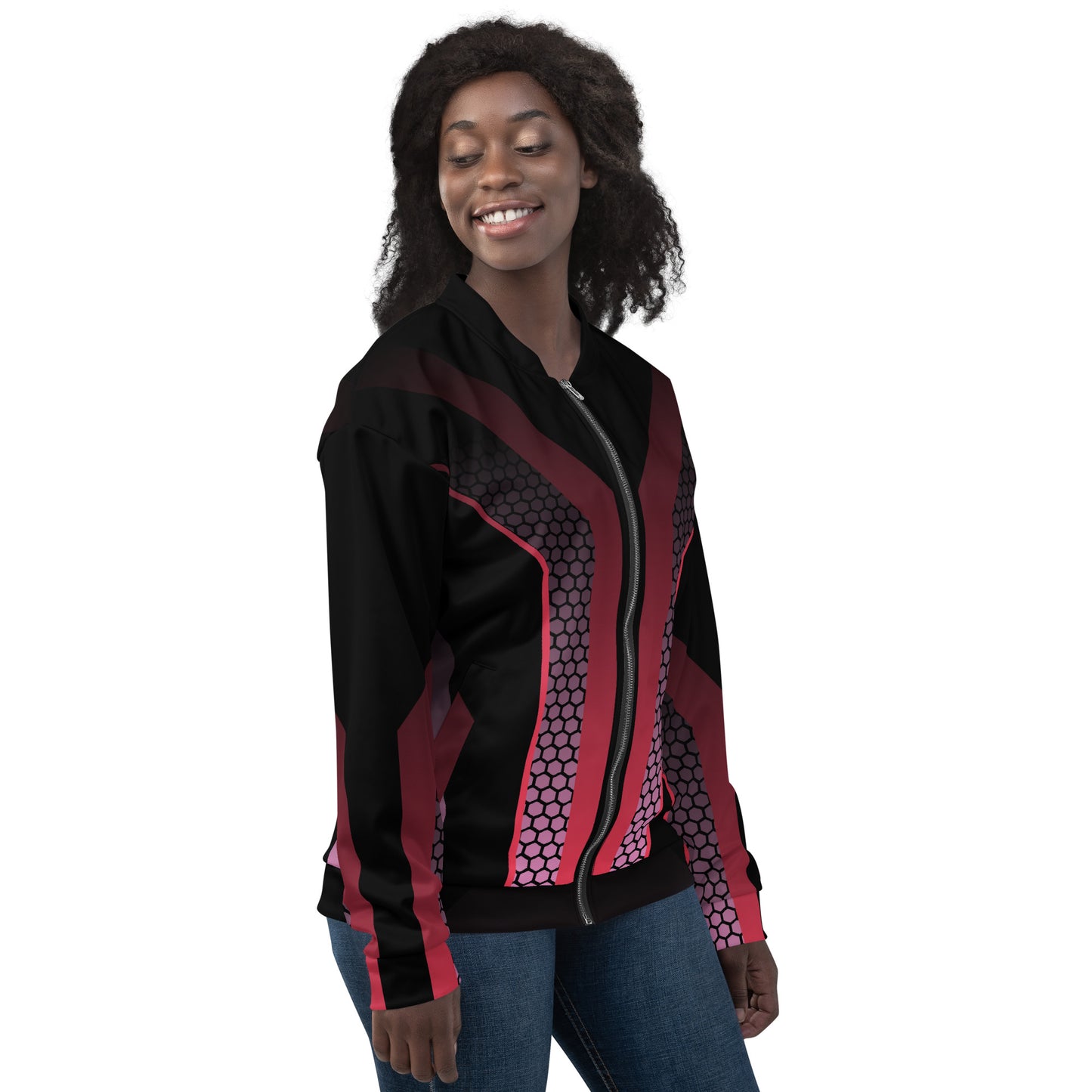 BLACK & PINK RACER UNISEX BOMBER JACKET