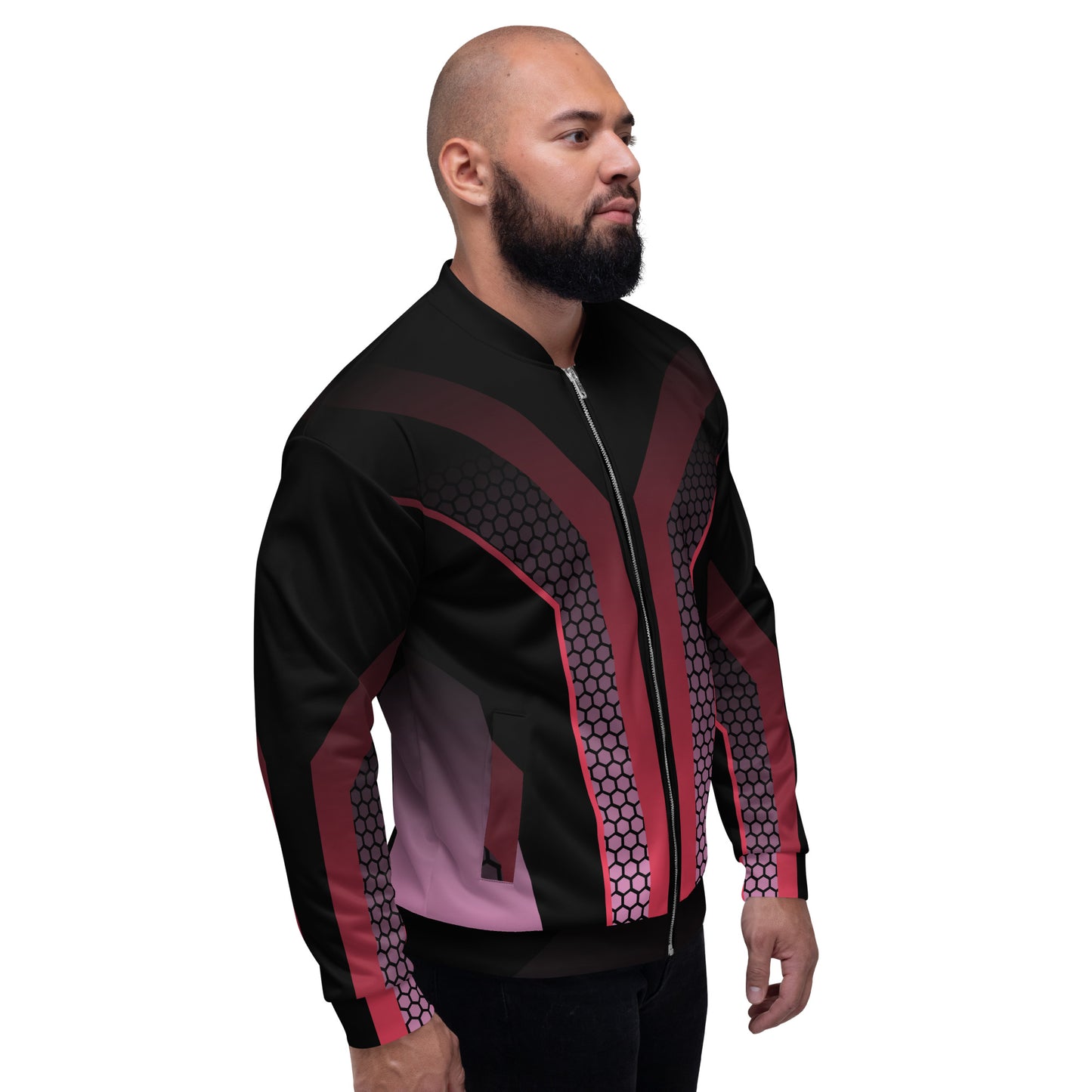 BLACK & PINK RACER UNISEX BOMBER JACKET