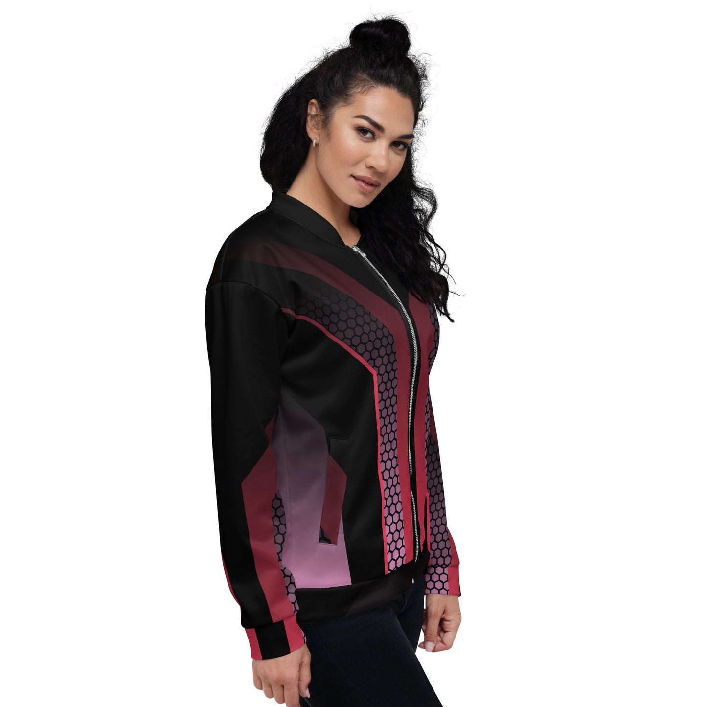 BLACK & PINK RACER UNISEX BOMBER JACKET