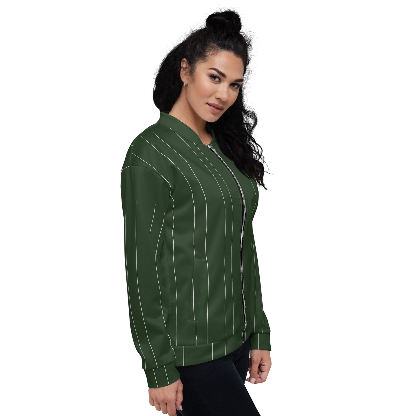 GREEN STRIPE UNISEX BOMBER JACKET