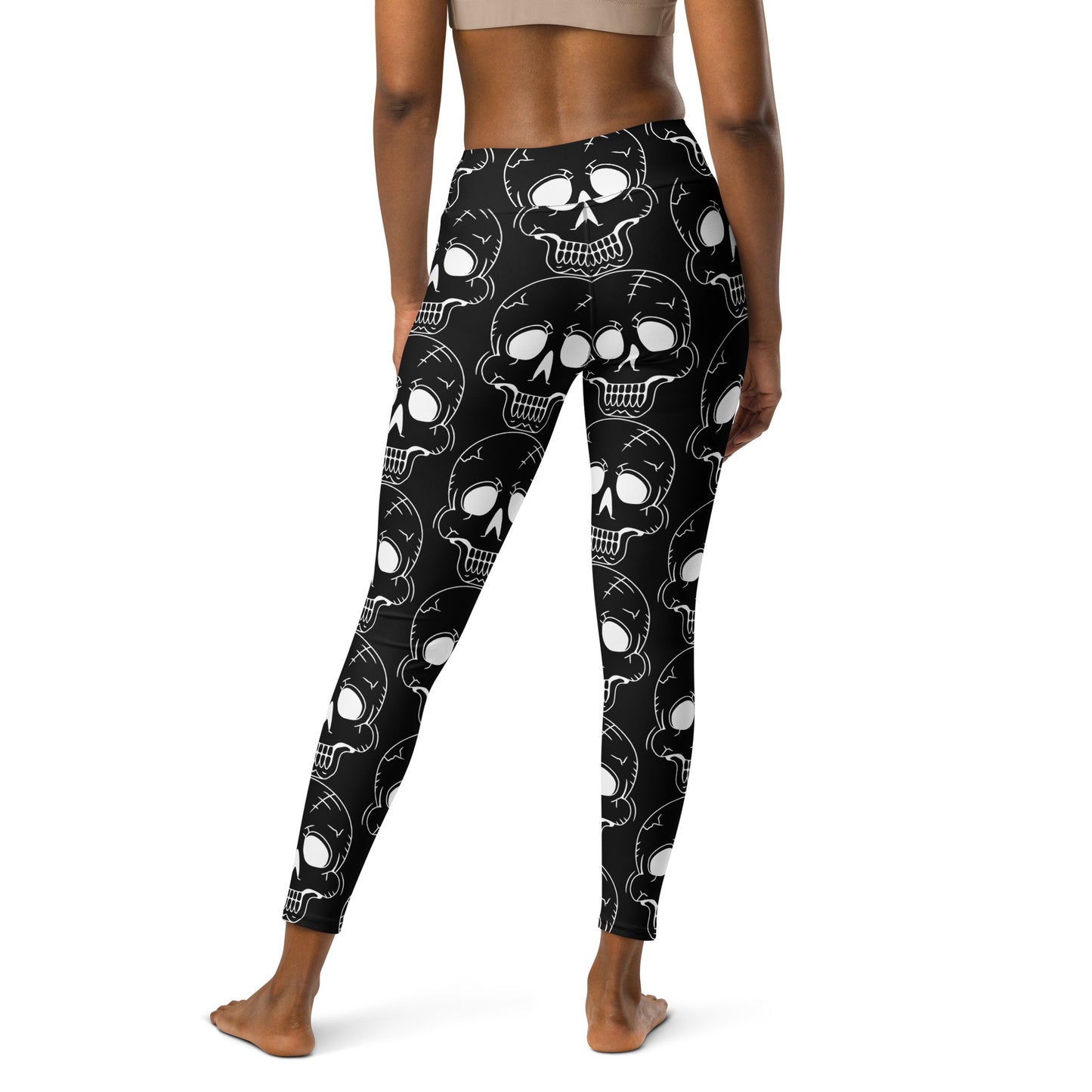 BLACK LAUGHING SKULL YOGA LEGGINGS