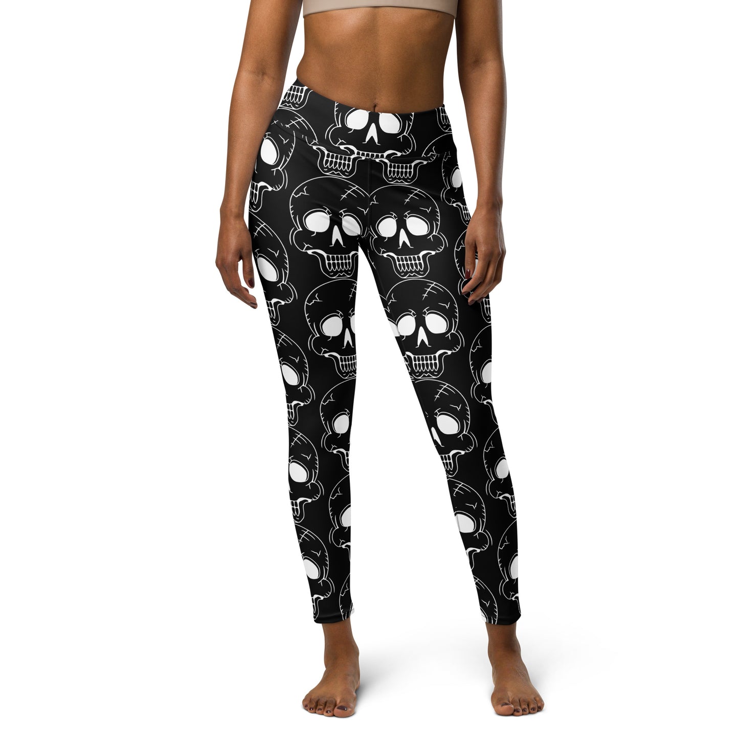 BLACK LAUGHING SKULL YOGA LEGGINGS