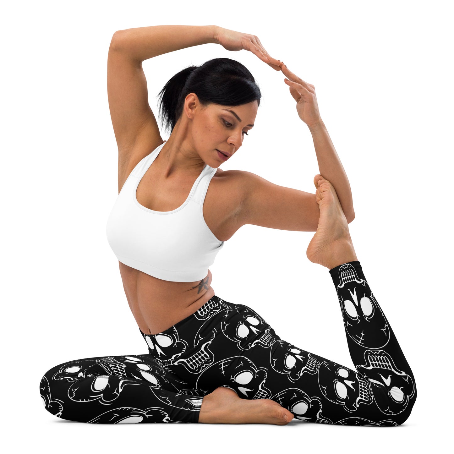 BLACK LAUGHING SKULL YOGA LEGGINGS