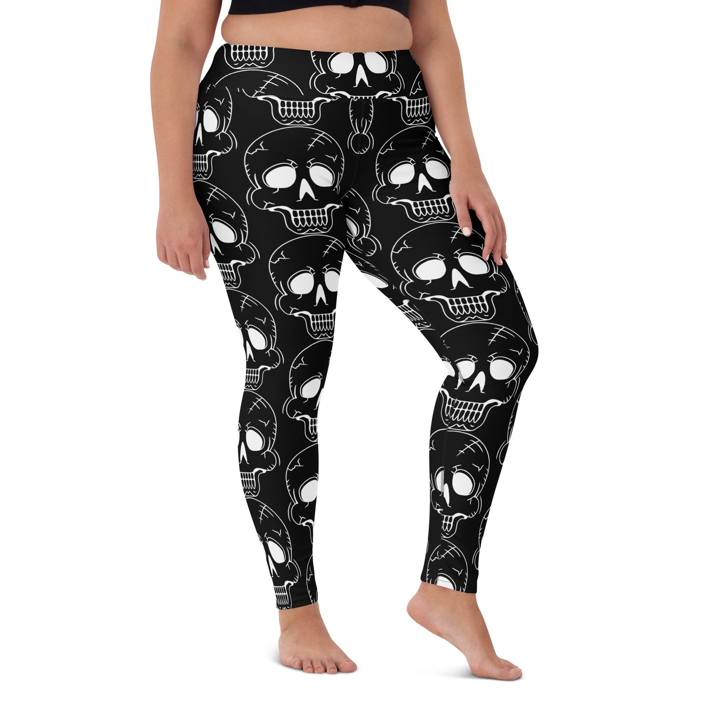 BLACK LAUGHING SKULL YOGA LEGGINGS