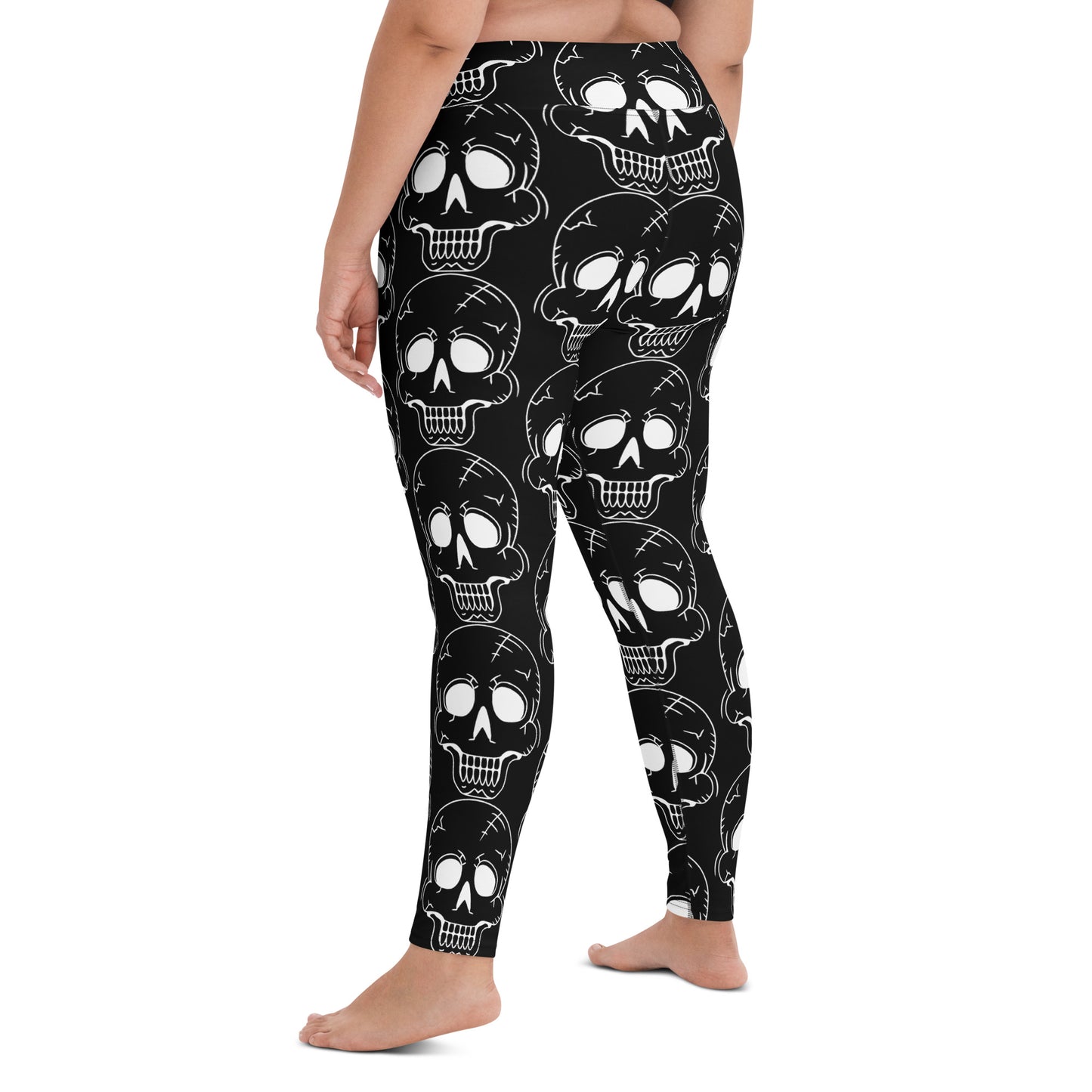 BLACK LAUGHING SKULL YOGA LEGGINGS