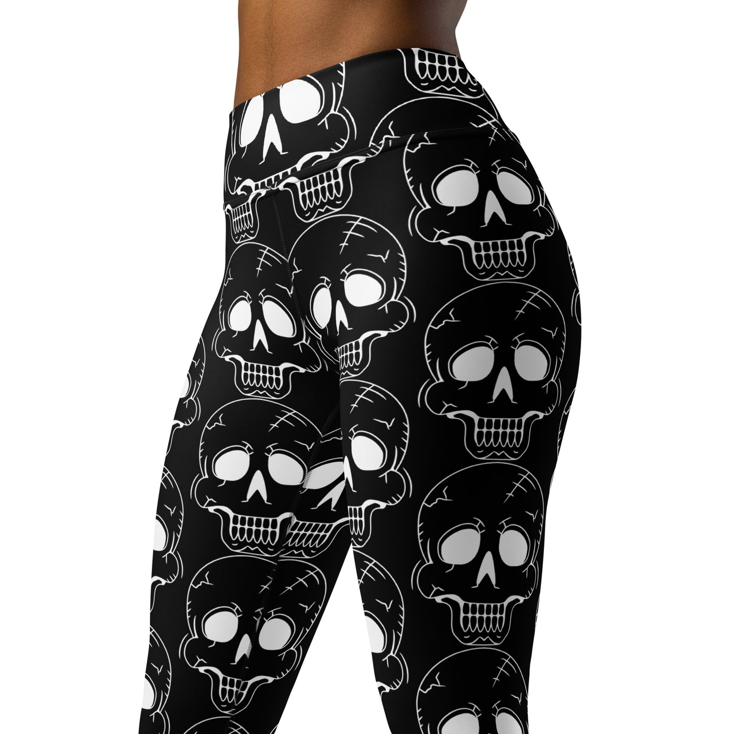 BLACK LAUGHING SKULL YOGA LEGGINGS