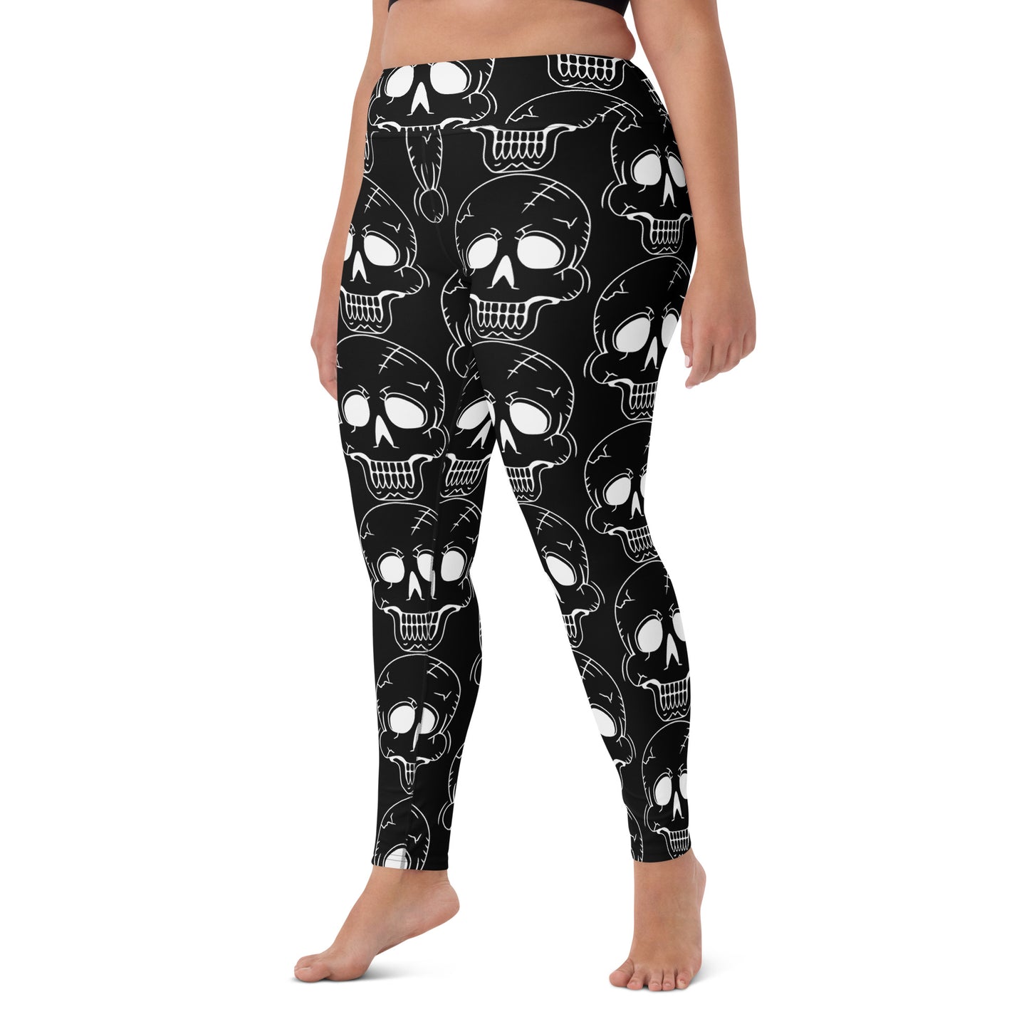 BLACK LAUGHING SKULL YOGA LEGGINGS