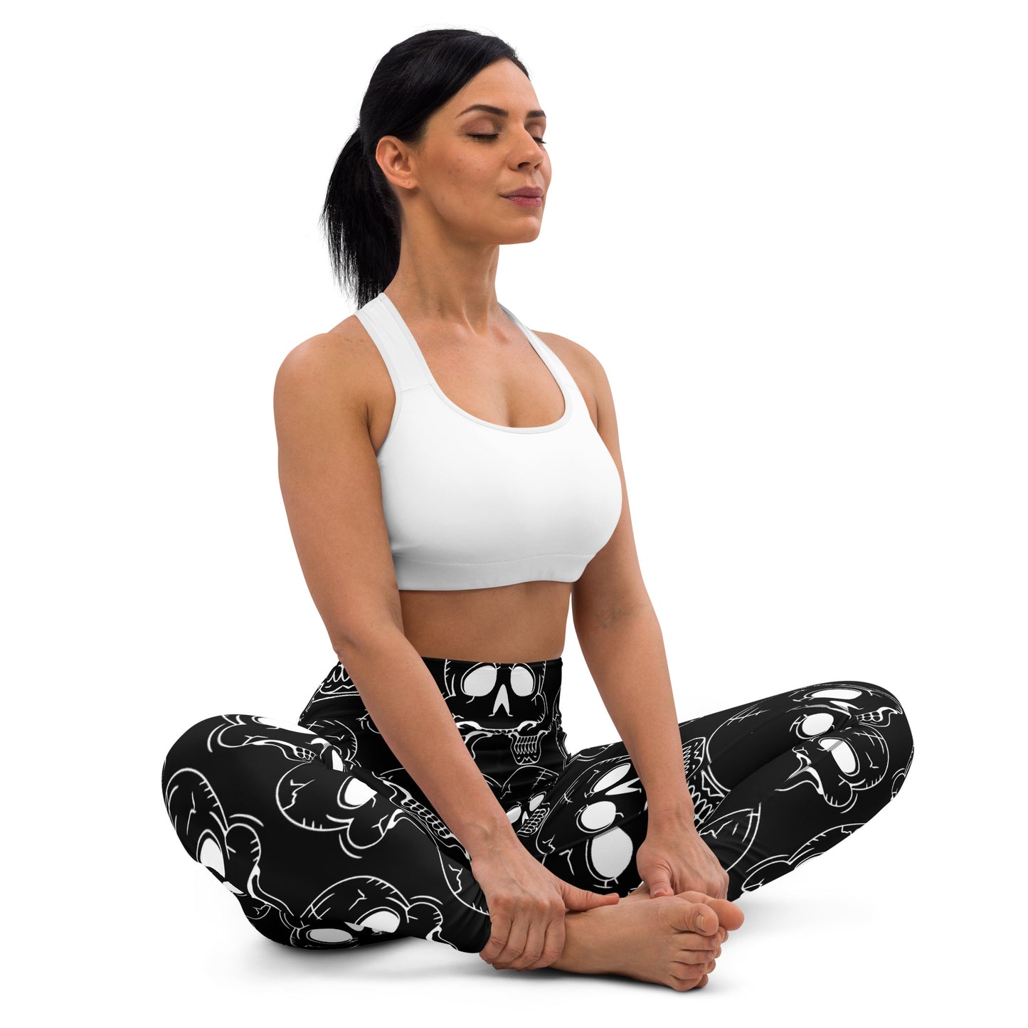 BLACK LAUGHING SKULL YOGA LEGGINGS