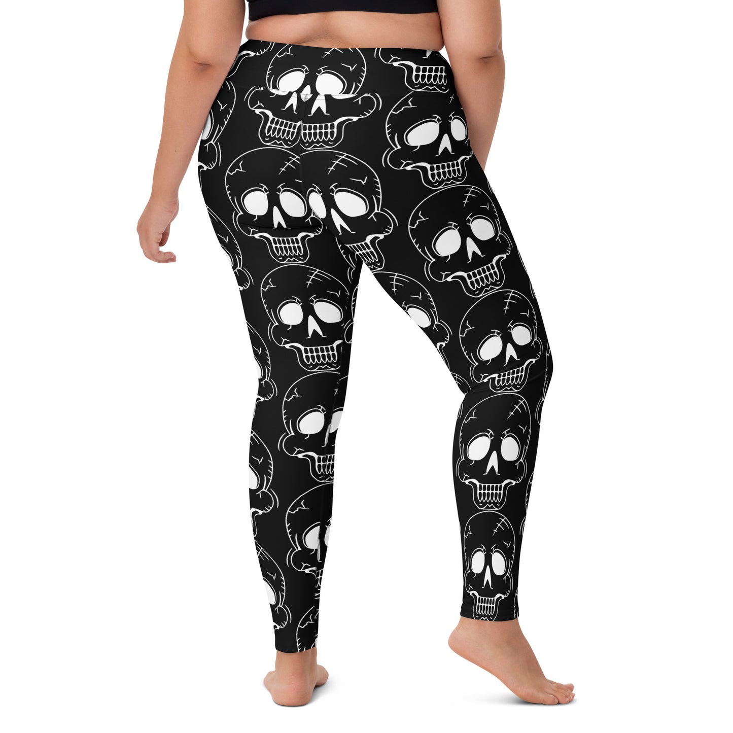 BLACK LAUGHING SKULL YOGA LEGGINGS