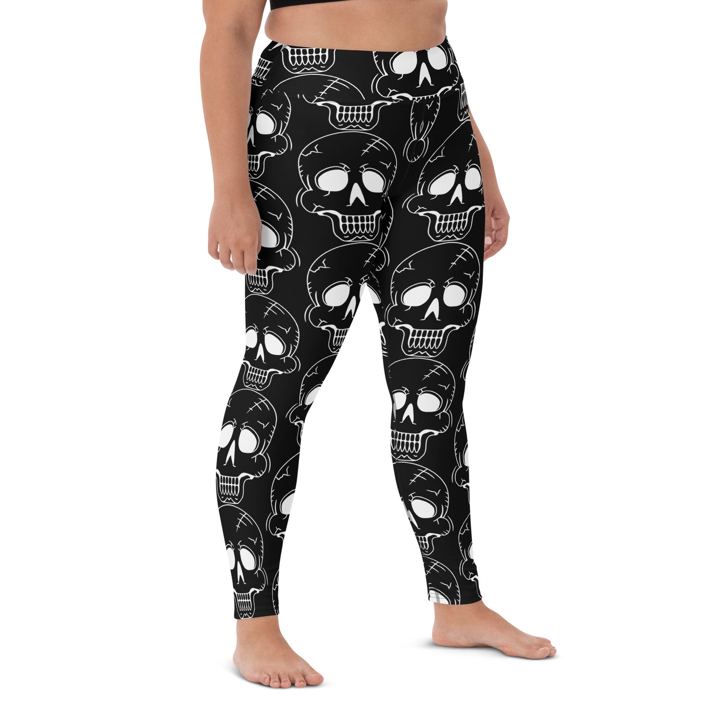 BLACK LAUGHING SKULL YOGA LEGGINGS