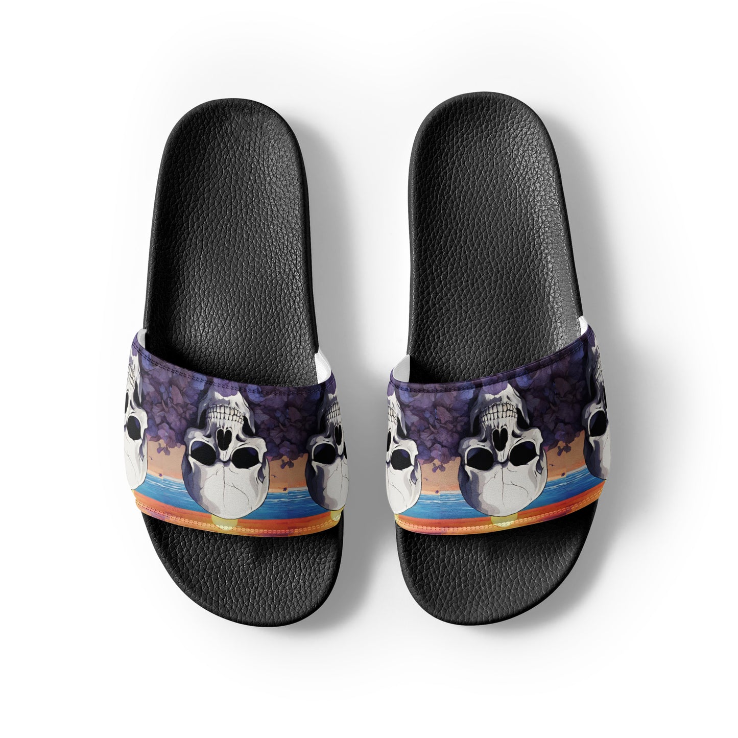 PURPLE SUNSET SKULL MEN'S SLIDES