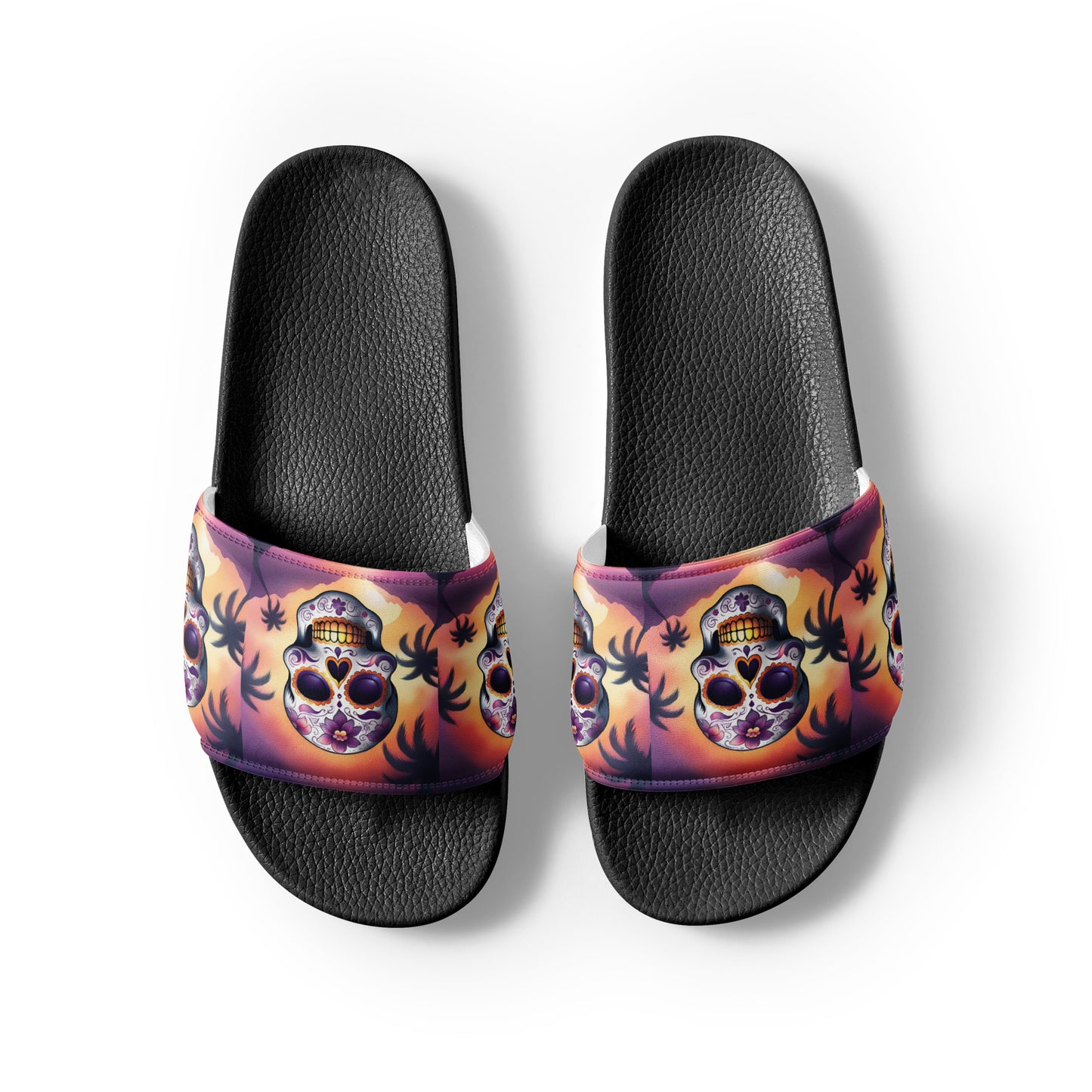 PINK SUNSET SKULL MEN'S SLIDES