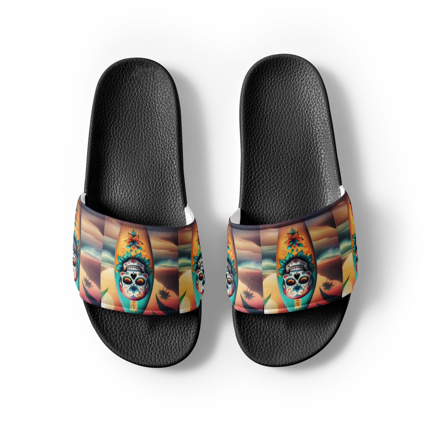 SKULL SURFBOARD MENS'S SLIDES