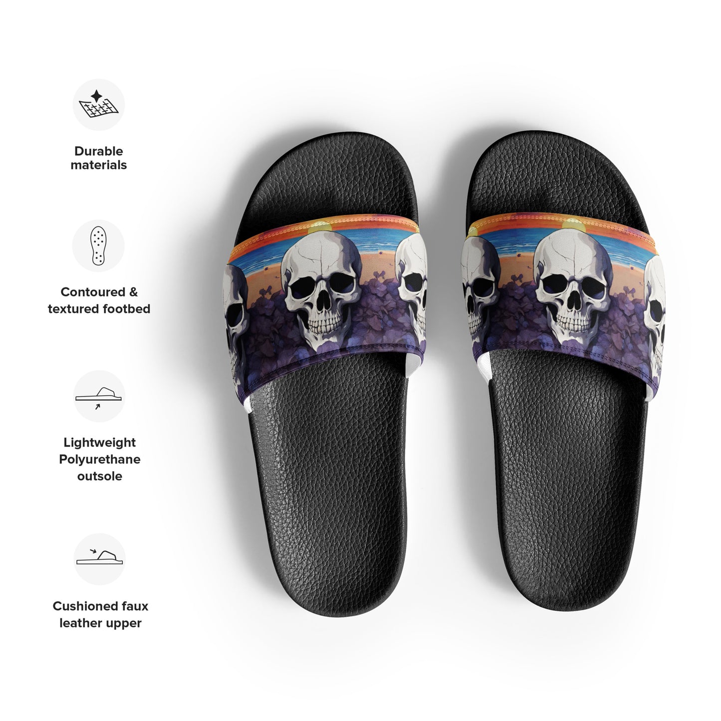 PURPLE SUNSET SKULL MEN'S SLIDES