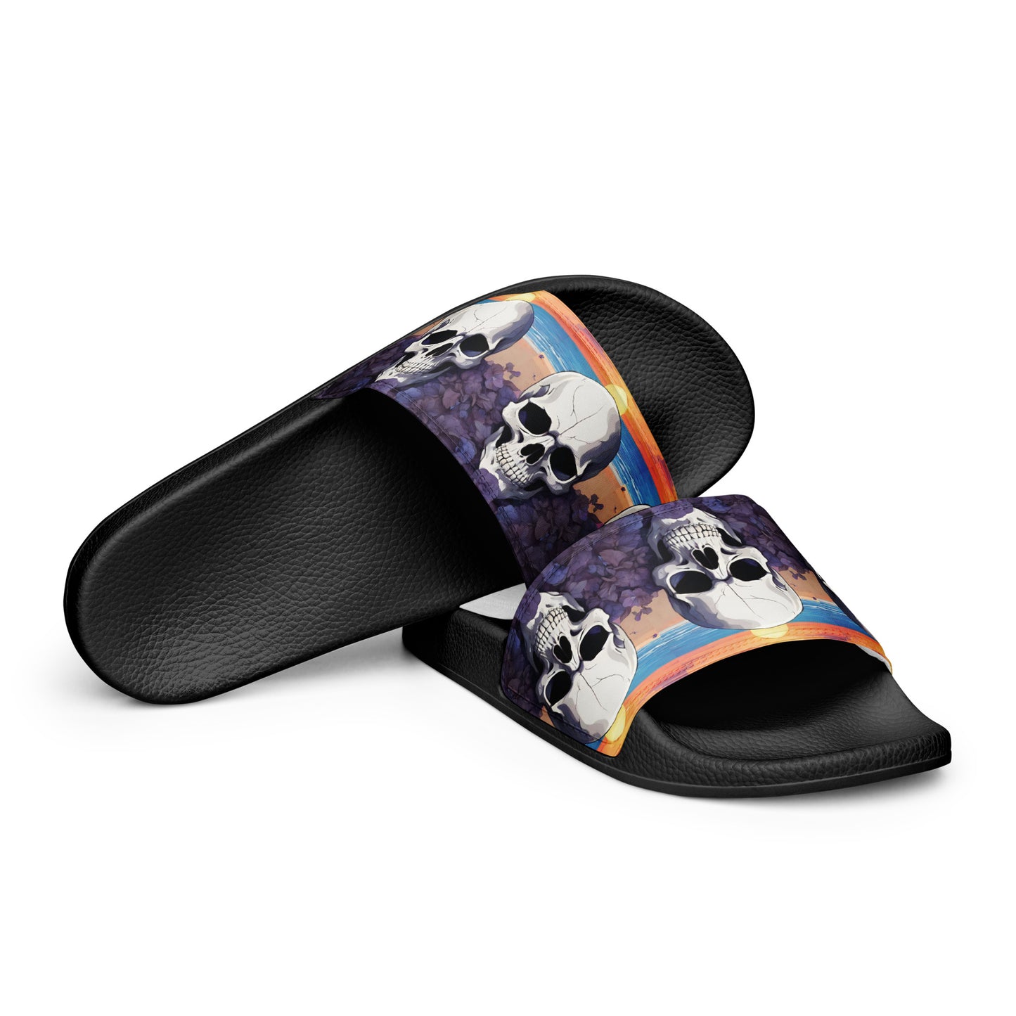 PURPLE SUNSET SKULL MEN'S SLIDES