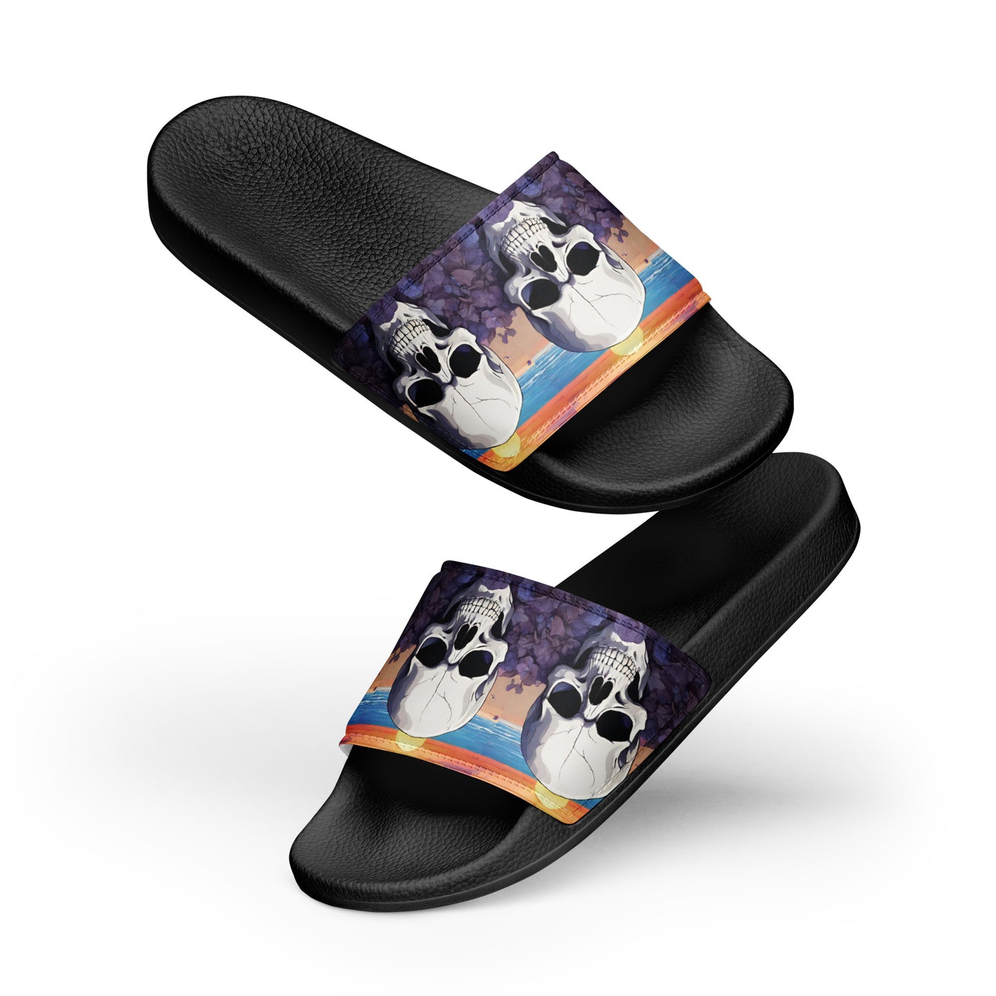 PURPLE SUNSET SKULL MEN'S SLIDES