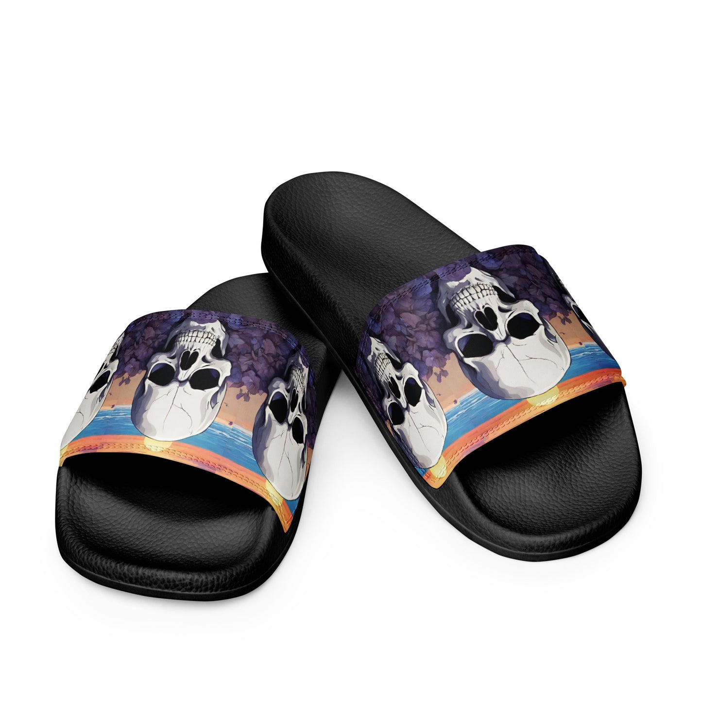 PURPLE SUNSET SKULL MEN'S SLIDES