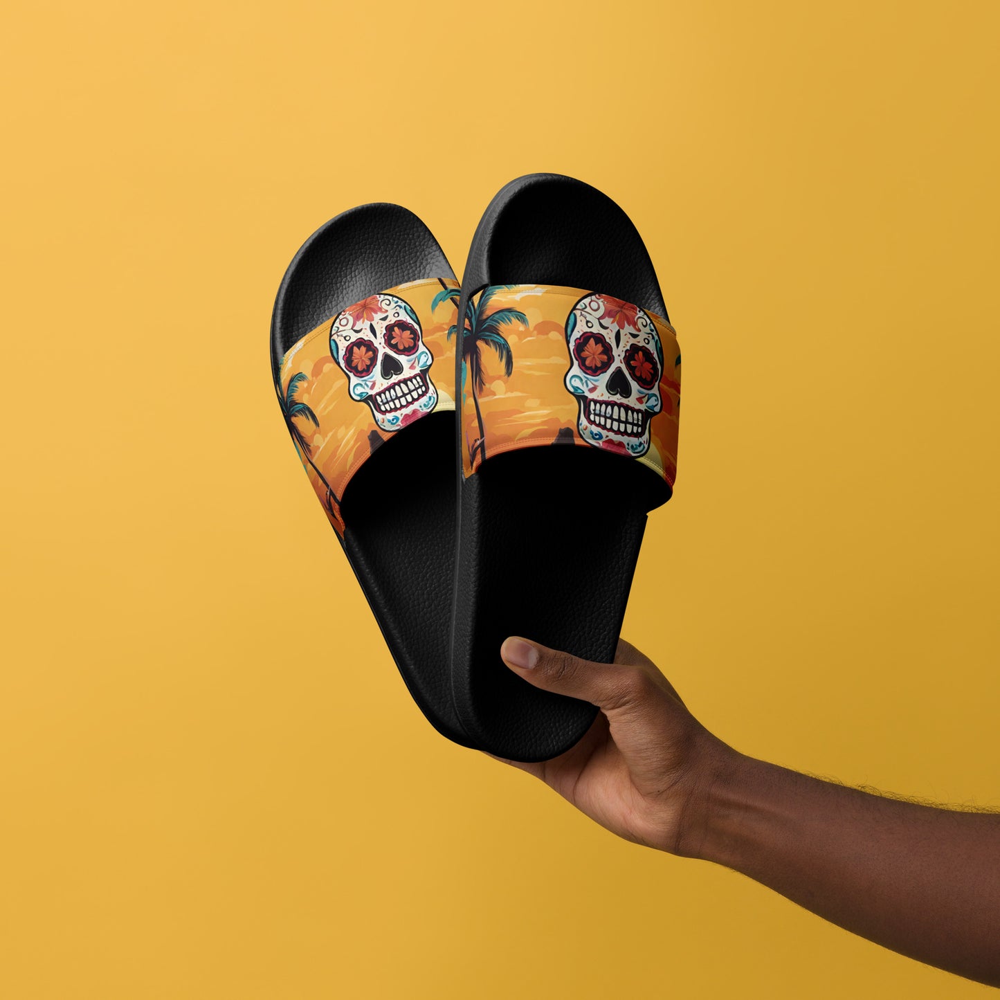 SUGAR SKULL SUNSET MEN'S SLIDES