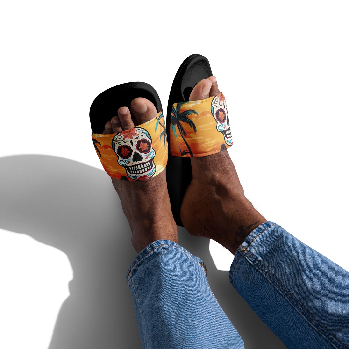 SUGAR SKULL SUNSET MEN'S SLIDES