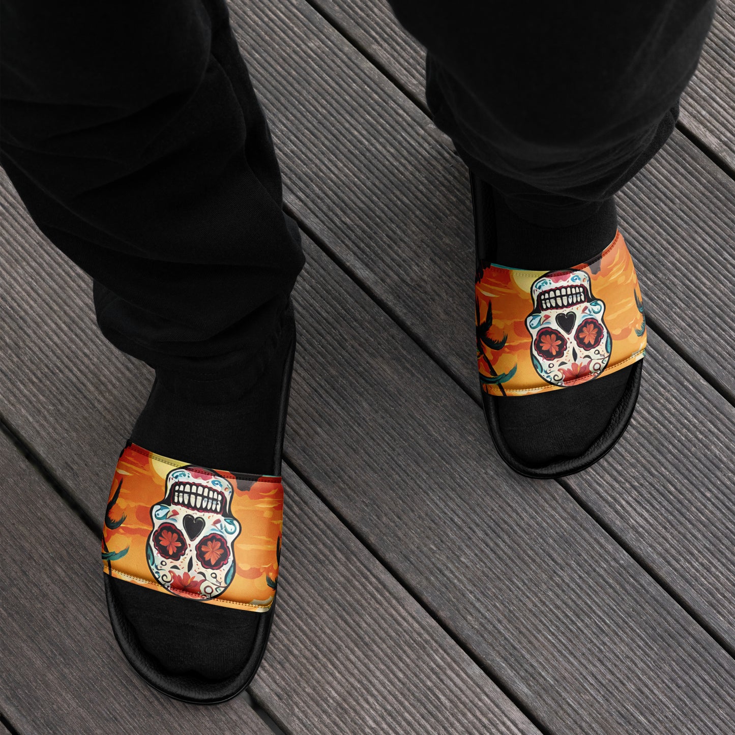 SUGAR SKULL SUNSET MEN'S SLIDES