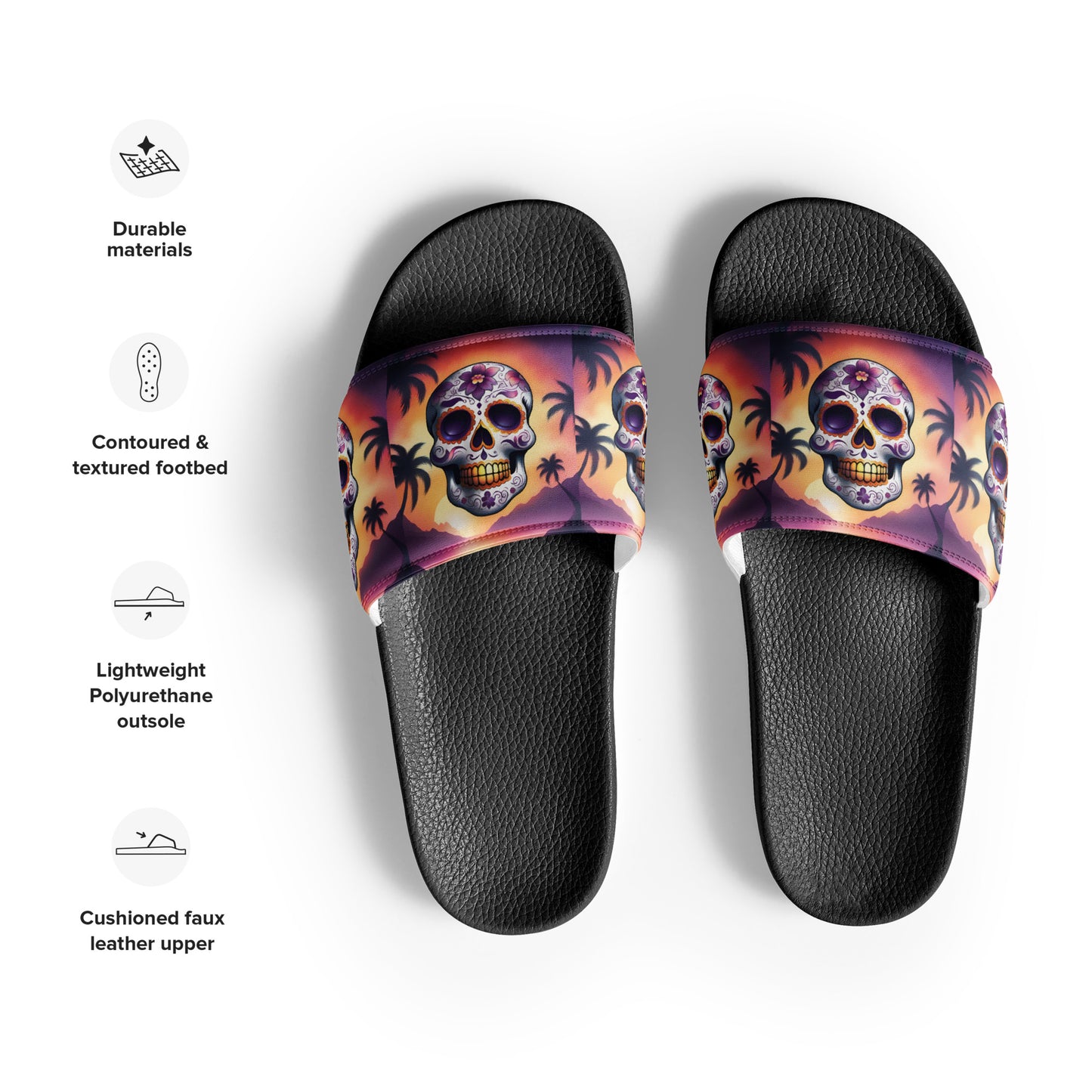 PINK SUNSET SKULL MEN'S SLIDES