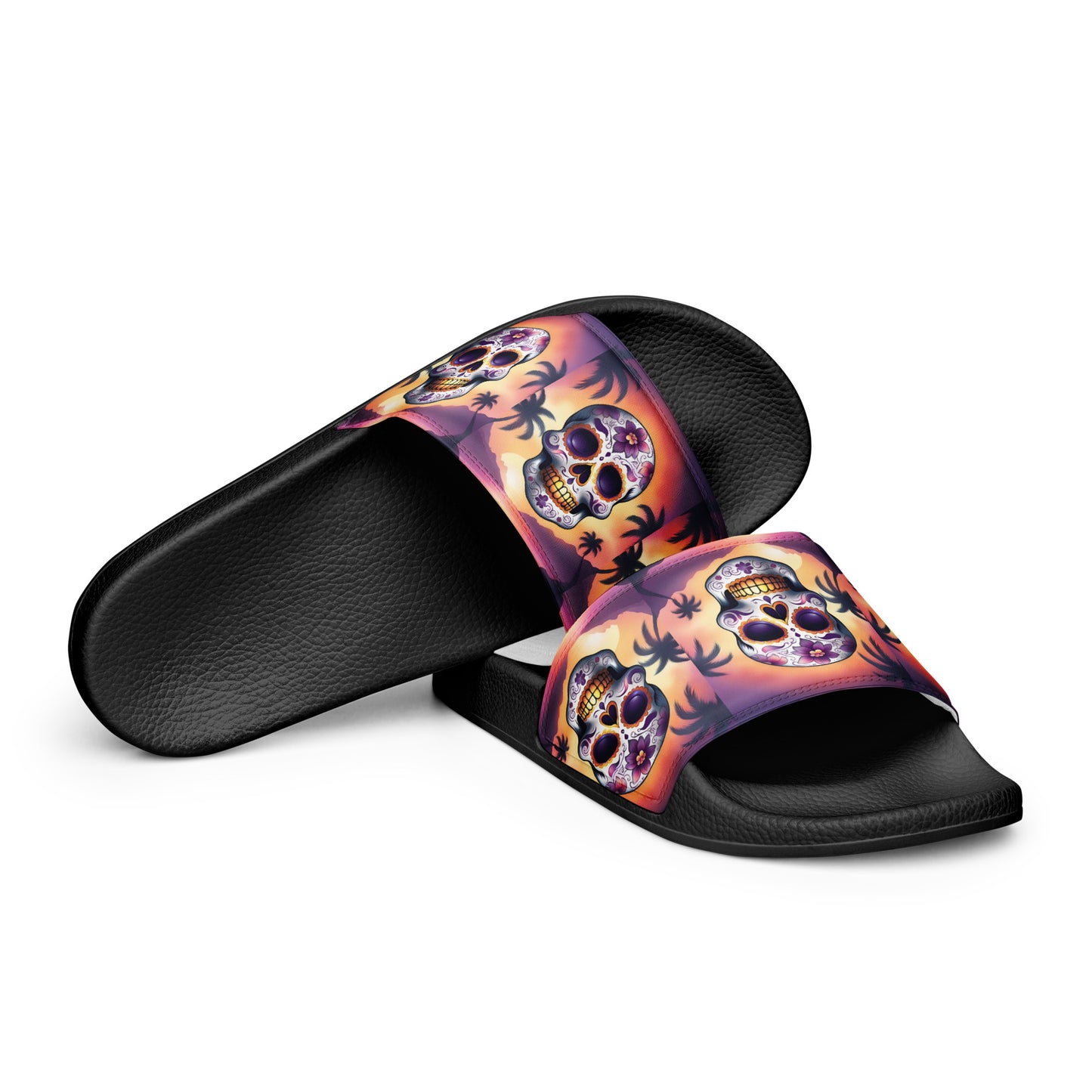 PINK SUNSET SKULL MEN'S SLIDES