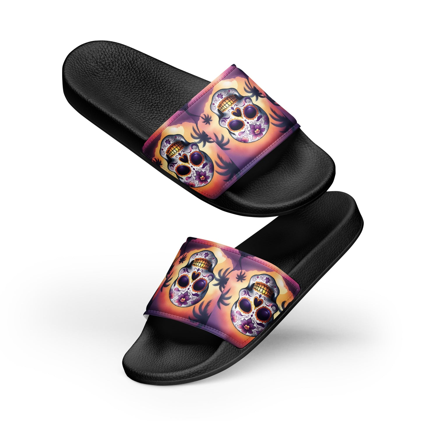 PINK SUNSET SKULL MEN'S SLIDES