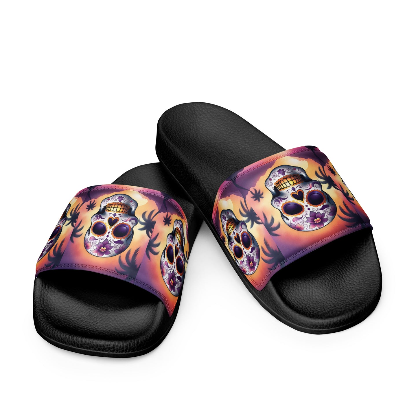 PINK SUNSET SKULL MEN'S SLIDES